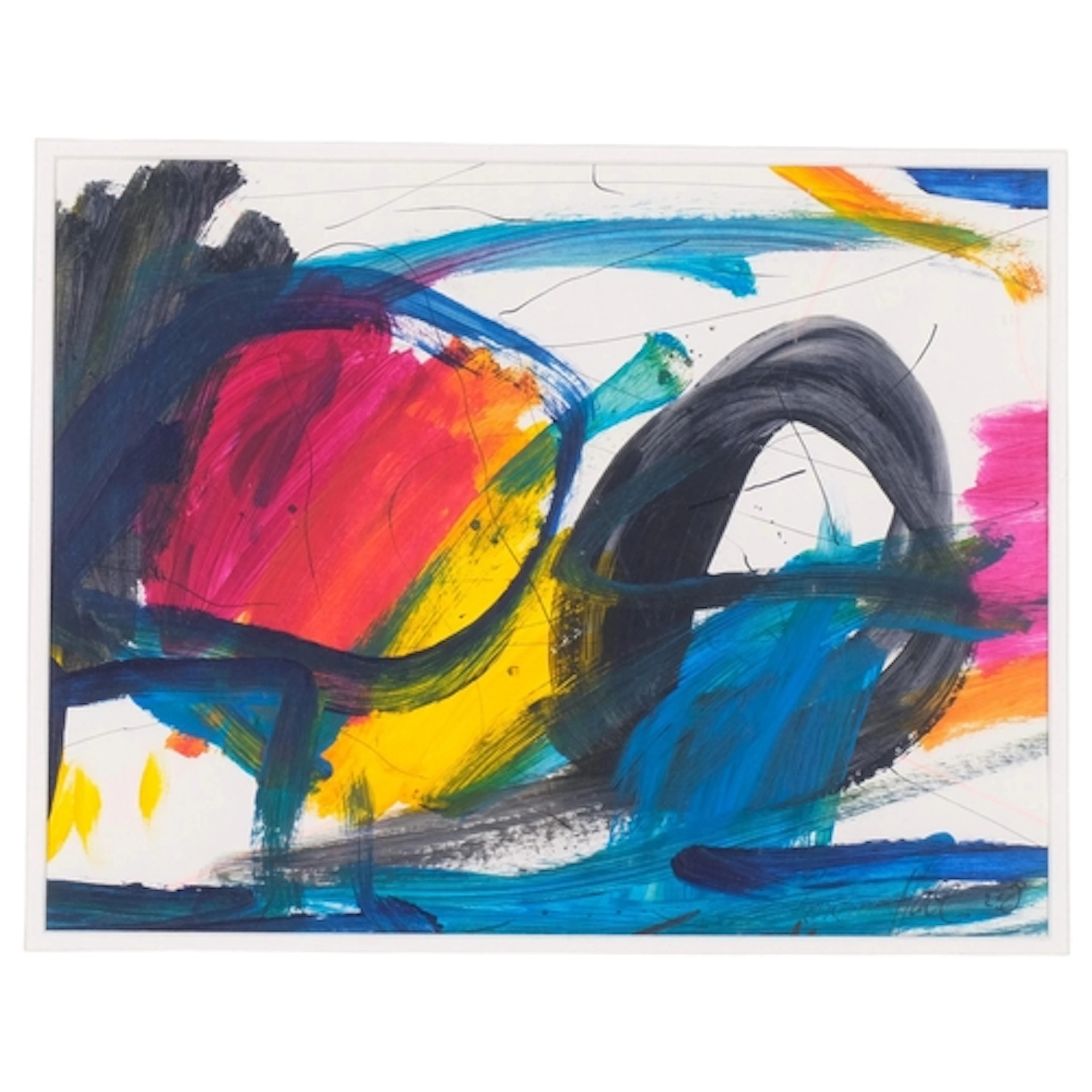 Contemporary abstract composition, acrylic on paper, indisti...