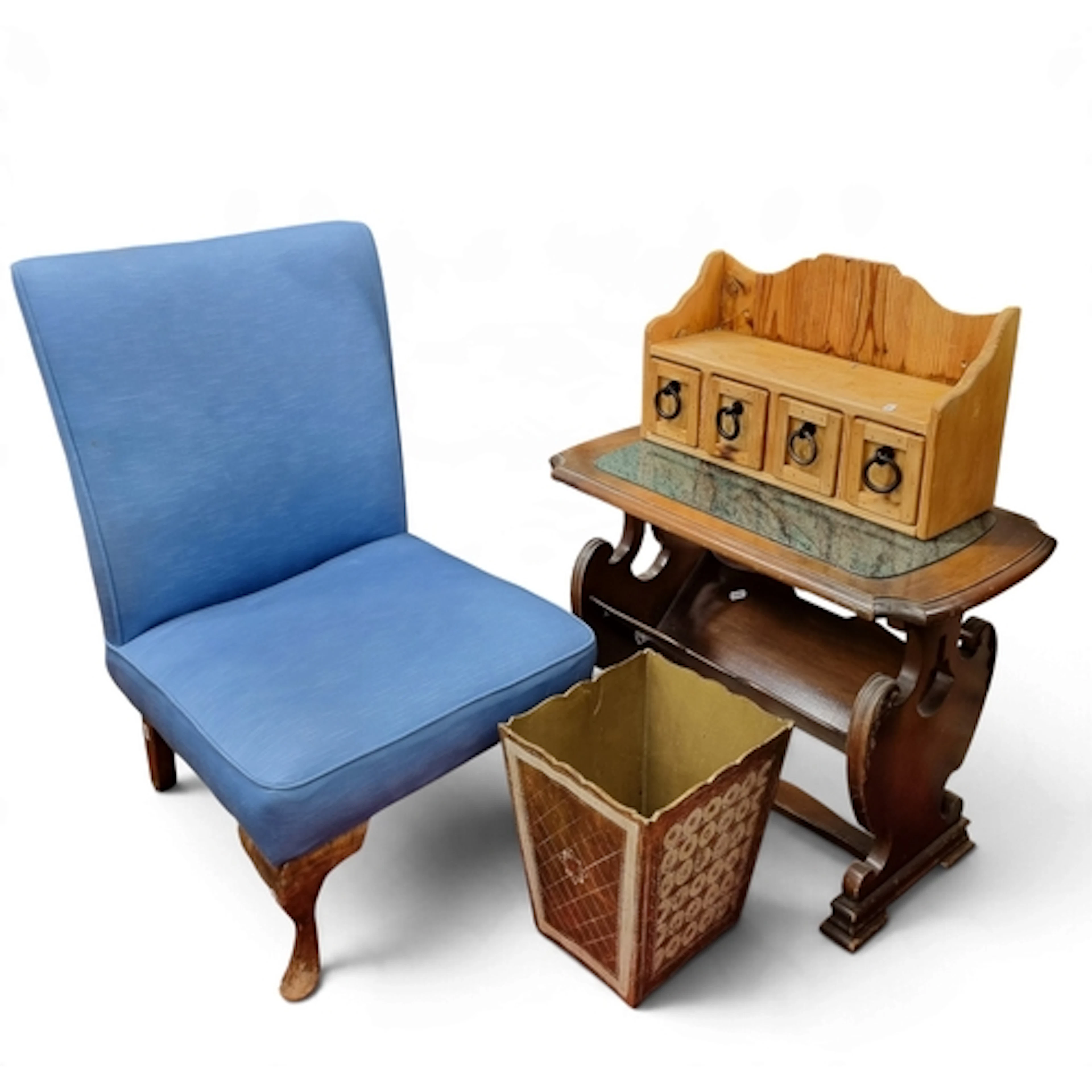 A quantity of Furniture to include two open shelves, torcher...