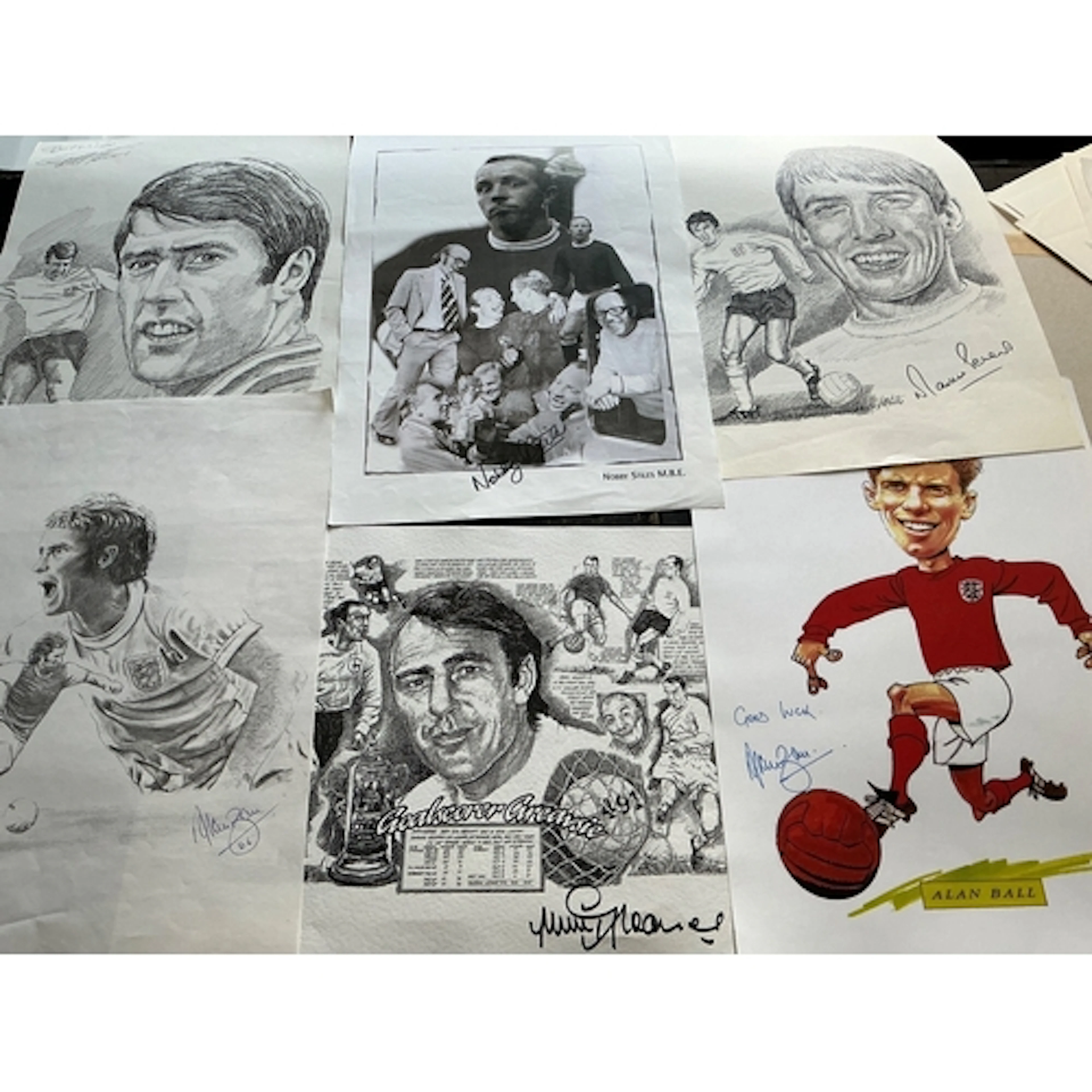 England 1966 Signed Football Prints: All 16 x 12 inches to i...