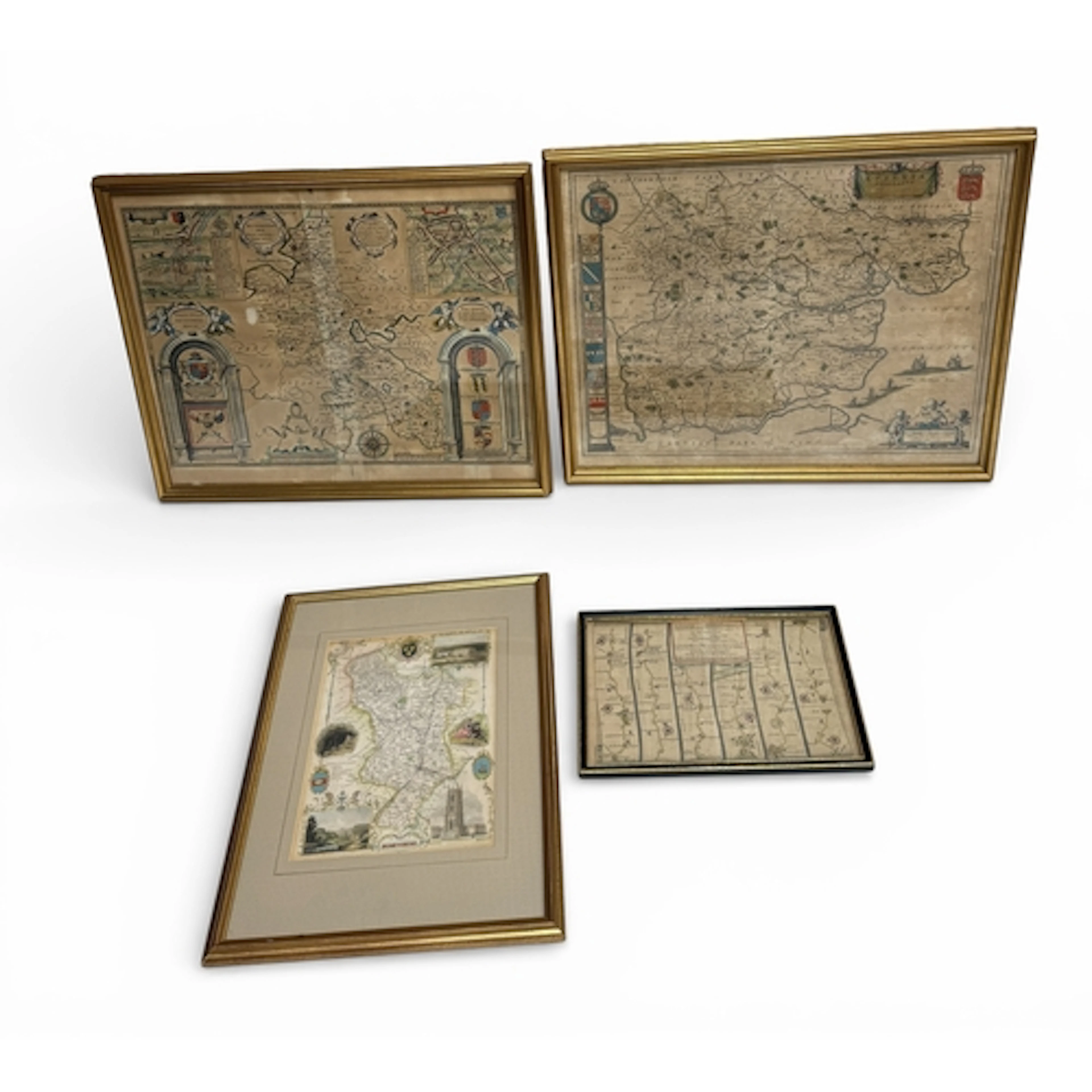 FOUR ANTIQUE MAPS TO INCLUDE 18TH CENTURY 53cm x 44cm...