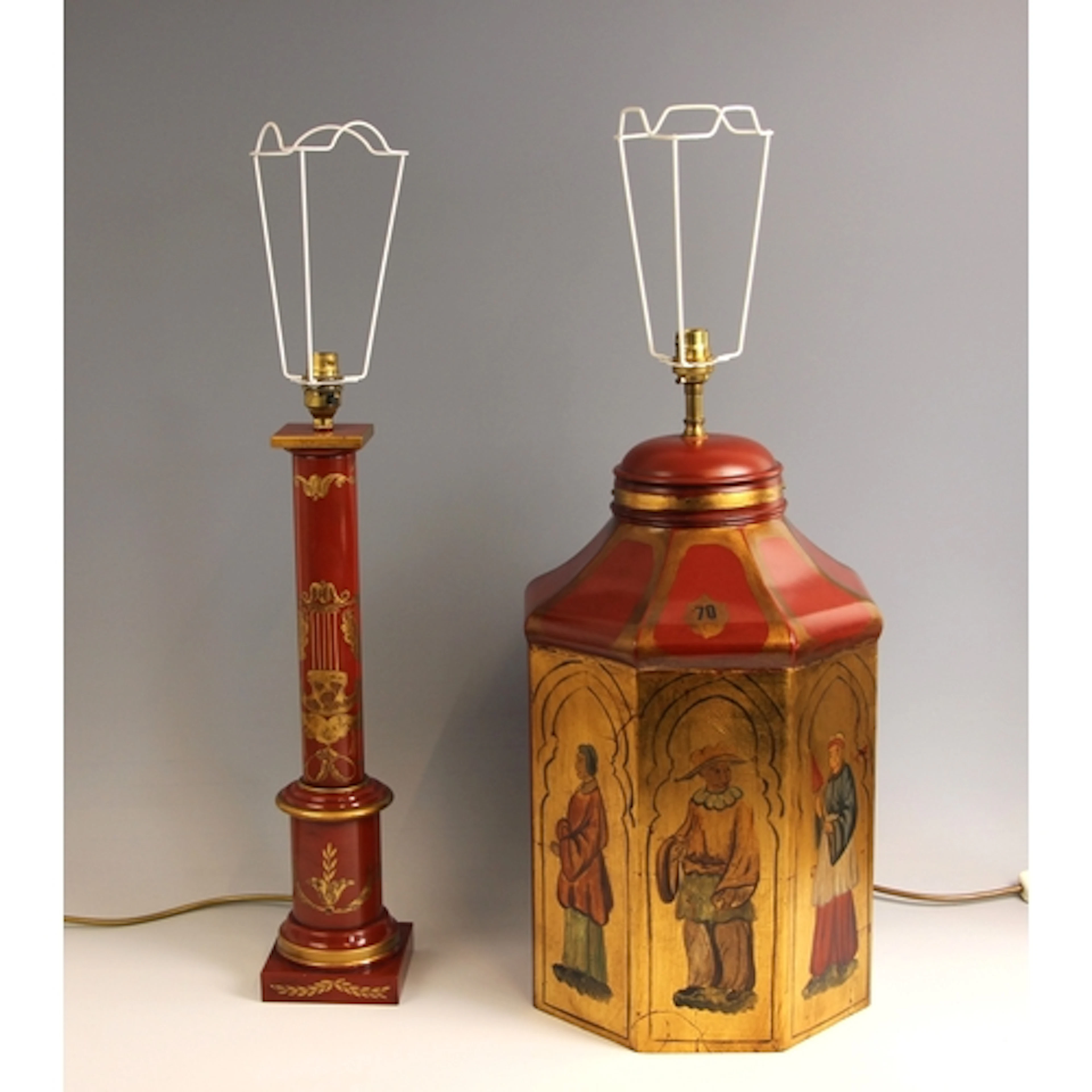 A Regency style toleware lamp base by Vaughan Design Ltd, mo...