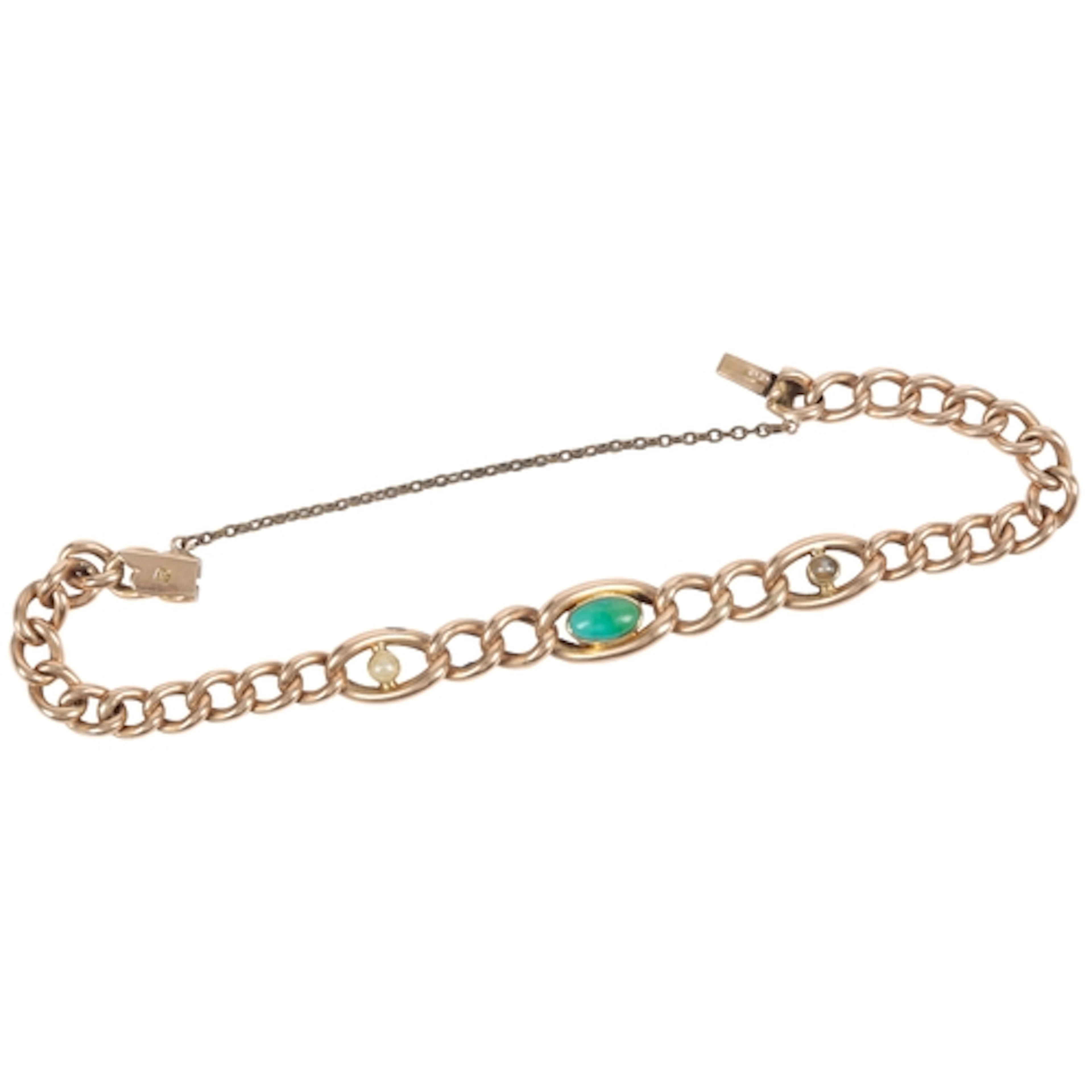 An Edwardian gold, turquoise and split pearl bracelet, early...