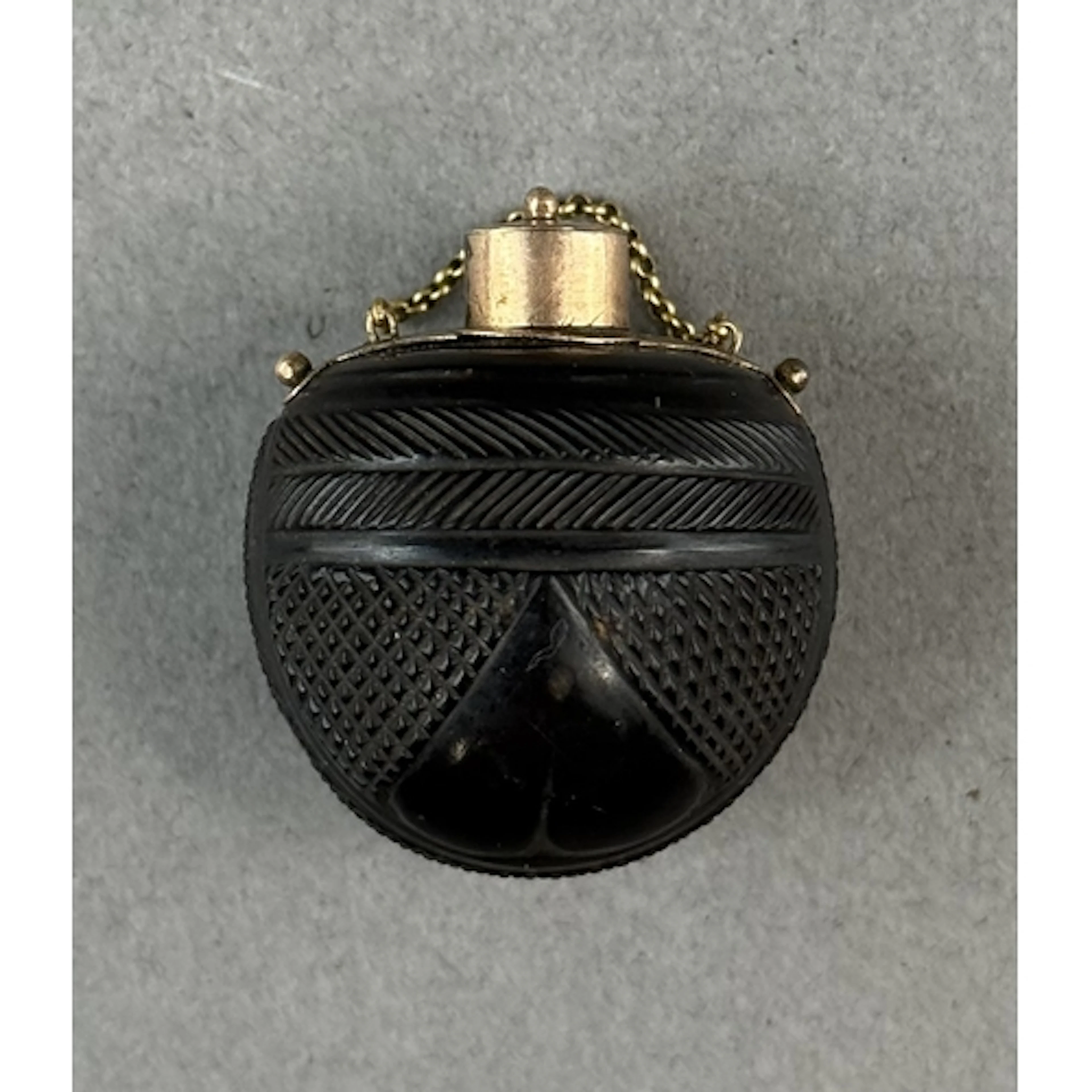 Decorative Arts: a 19th century yellow metal mounted scent b...
