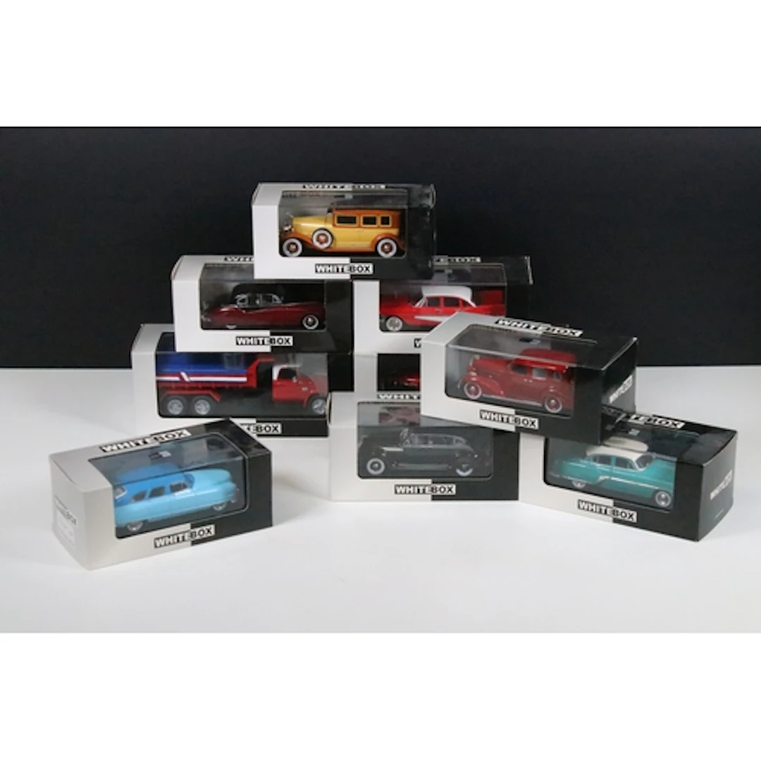 Nine boxed / cased White Box diecast models to include Dodge...