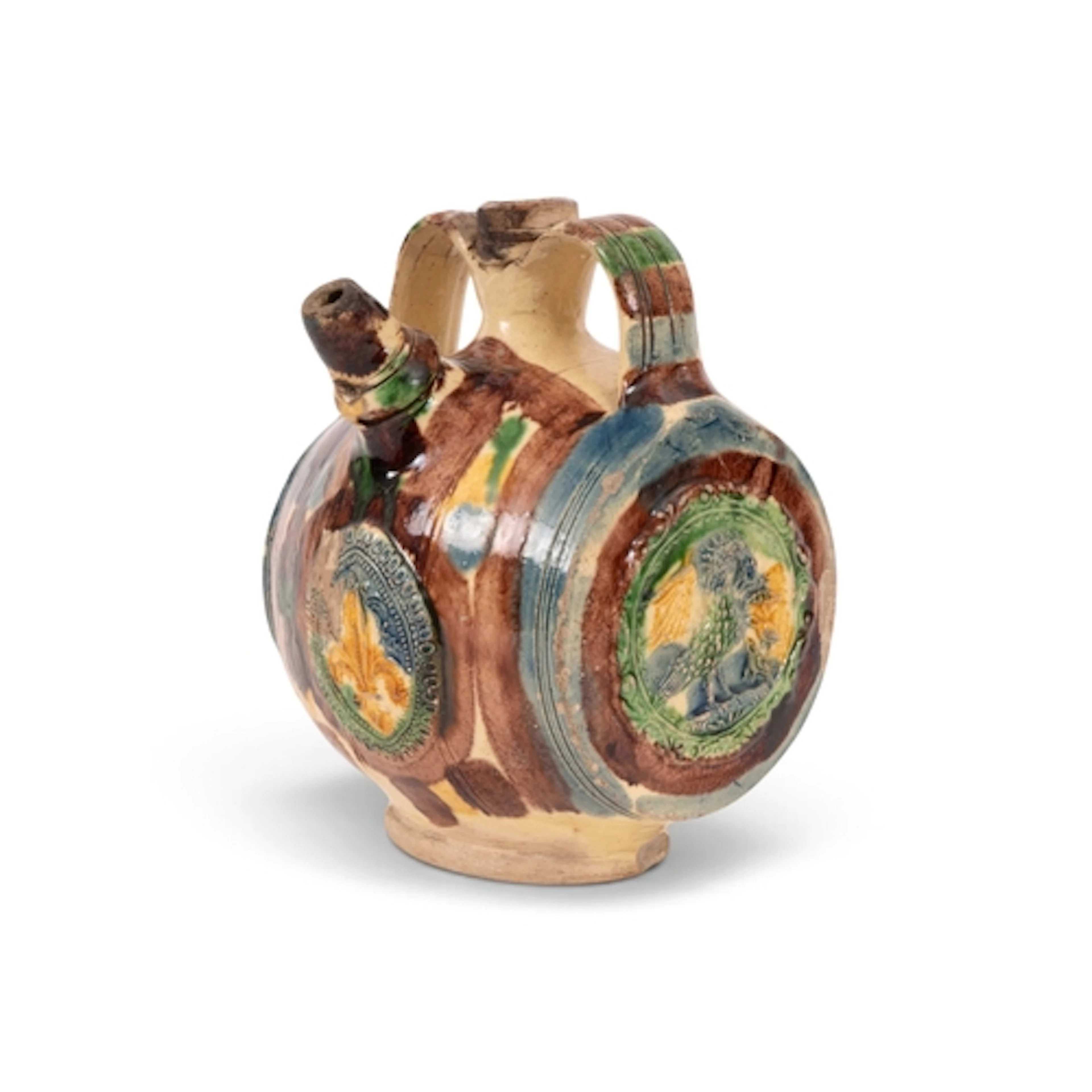 A School of Palissy pilgrim flask, 17th century France, prob...