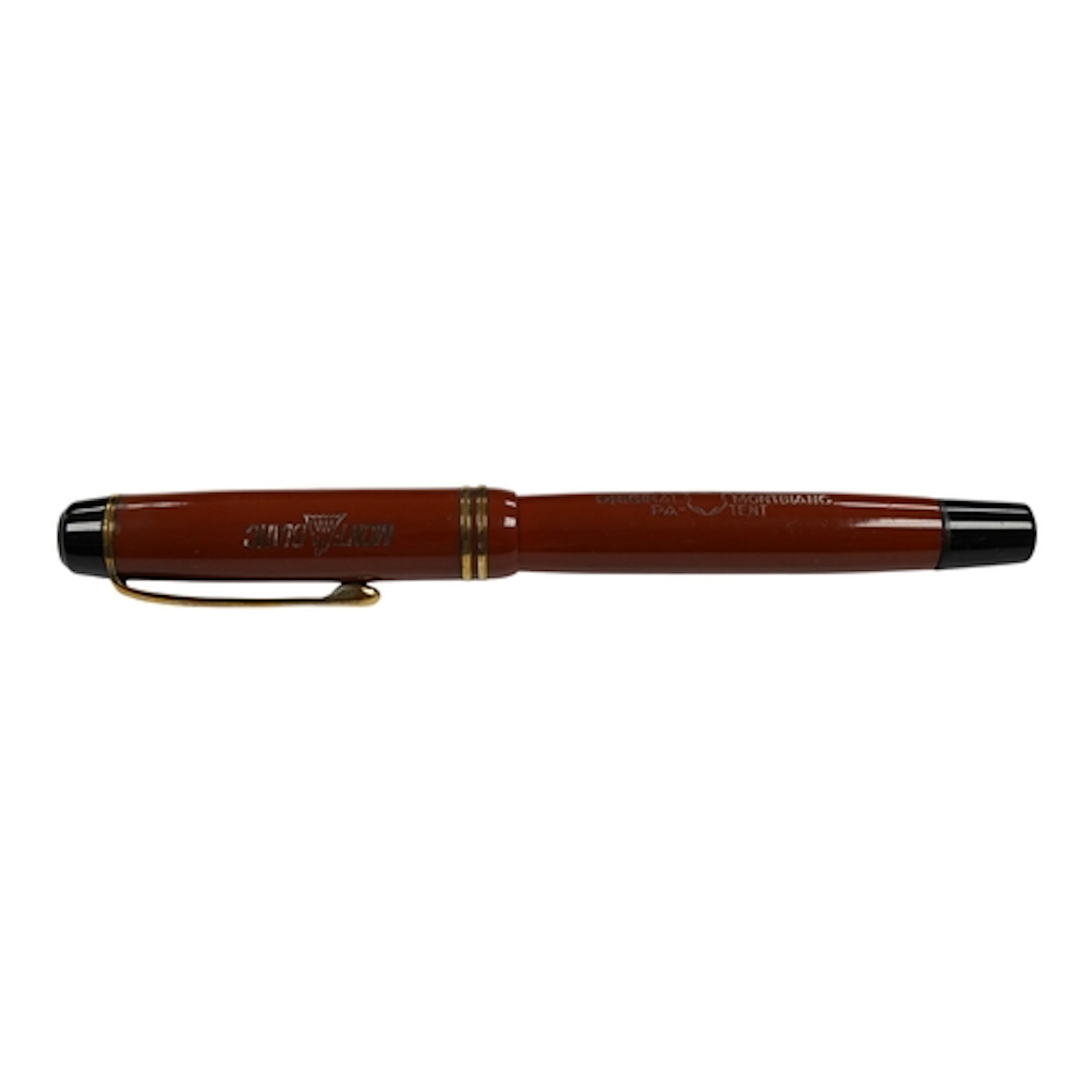 A coral Montblanc button fill fountain pen fitted with a No....