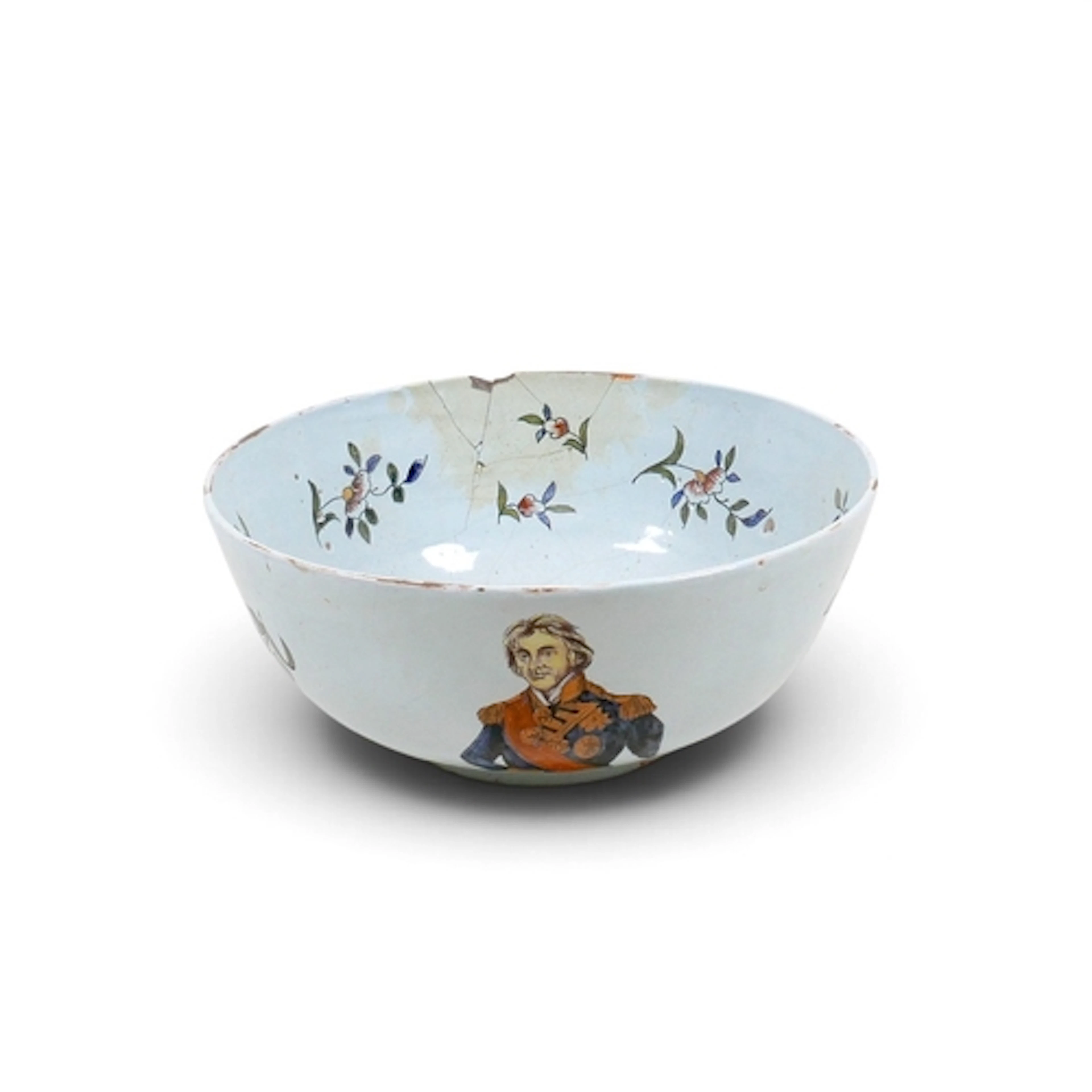 A POLYCHROME DELFT WARE BOWL, COMMEMORATING NELSON. 19th cen...