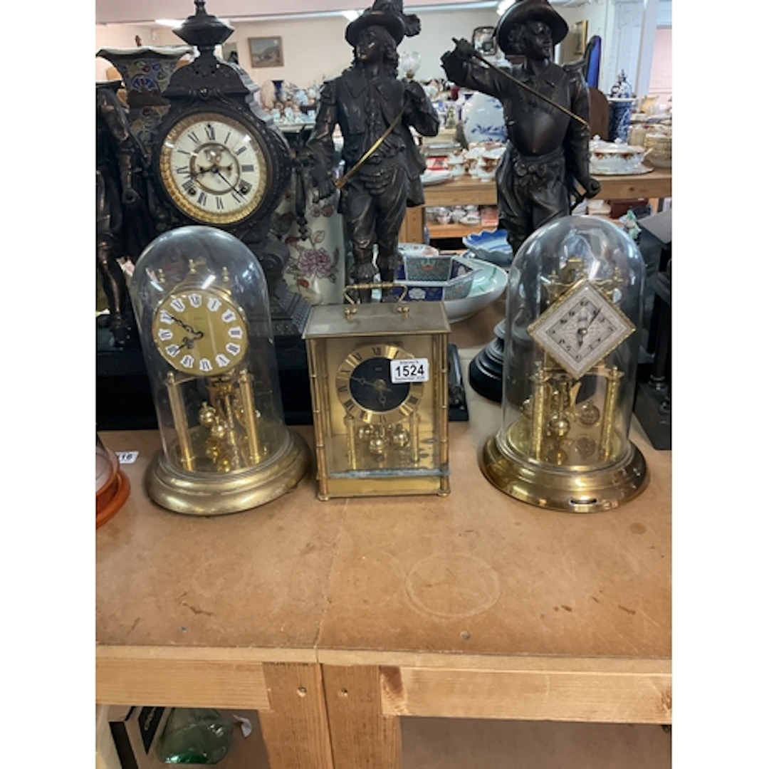 Three brass anniversary clocks. NO RESERVE
