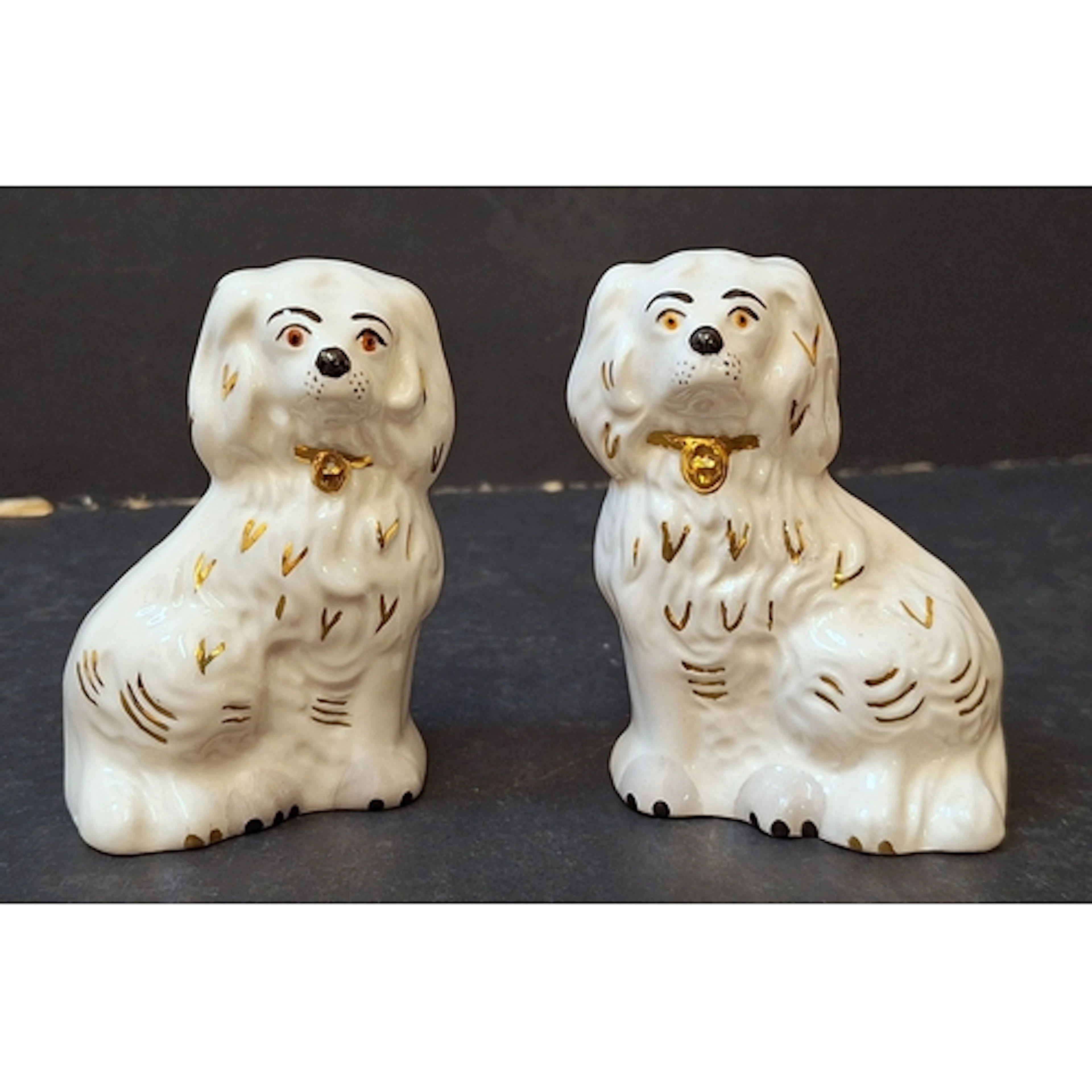 Pair Royal Doulton Miniature Staffordshire Style Fire Dog Fi...