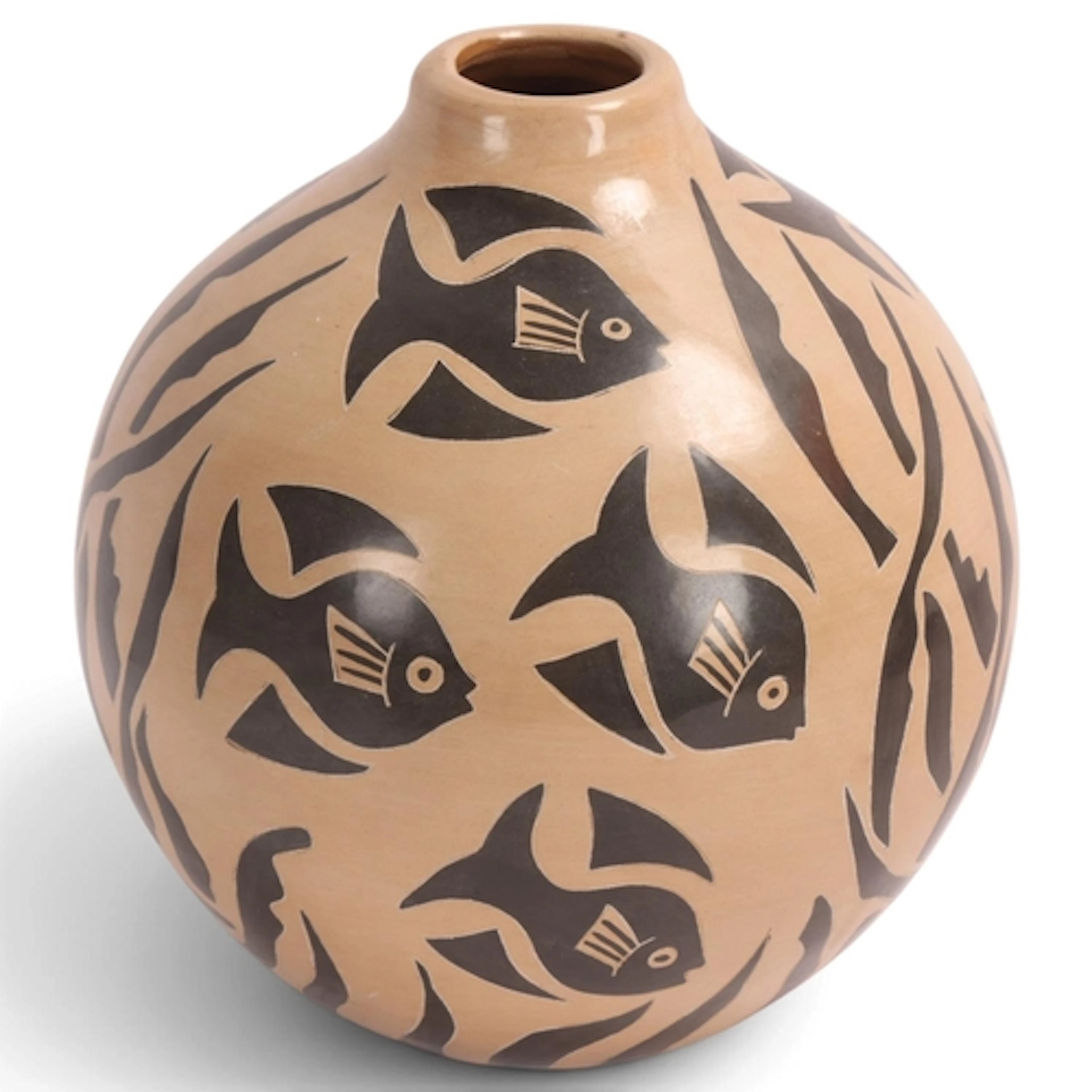 DUILO JIMENEZ, Nicaragua, an earthenware stenciled fish desi...