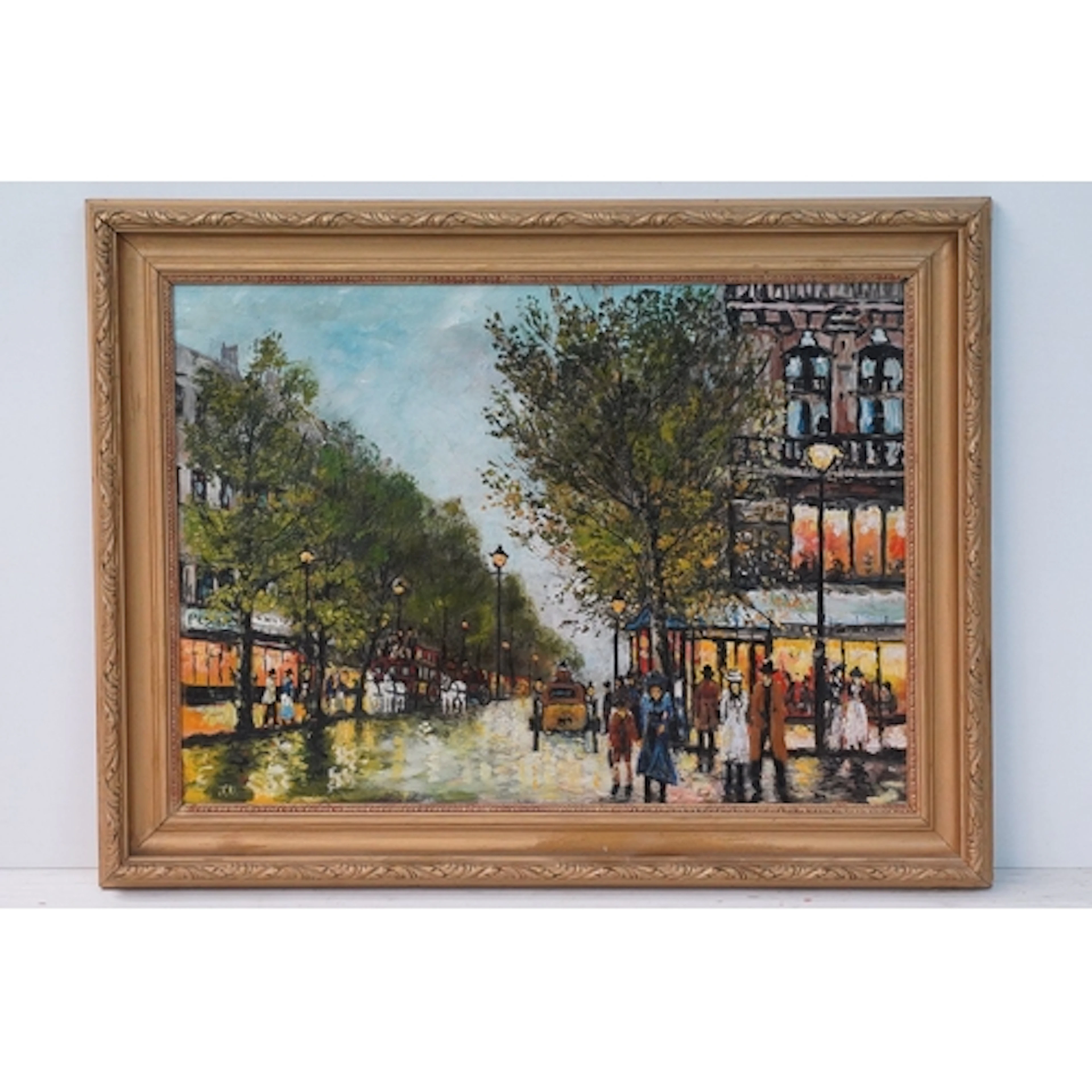 Impressionist style school, view of old Paris, with figures ...