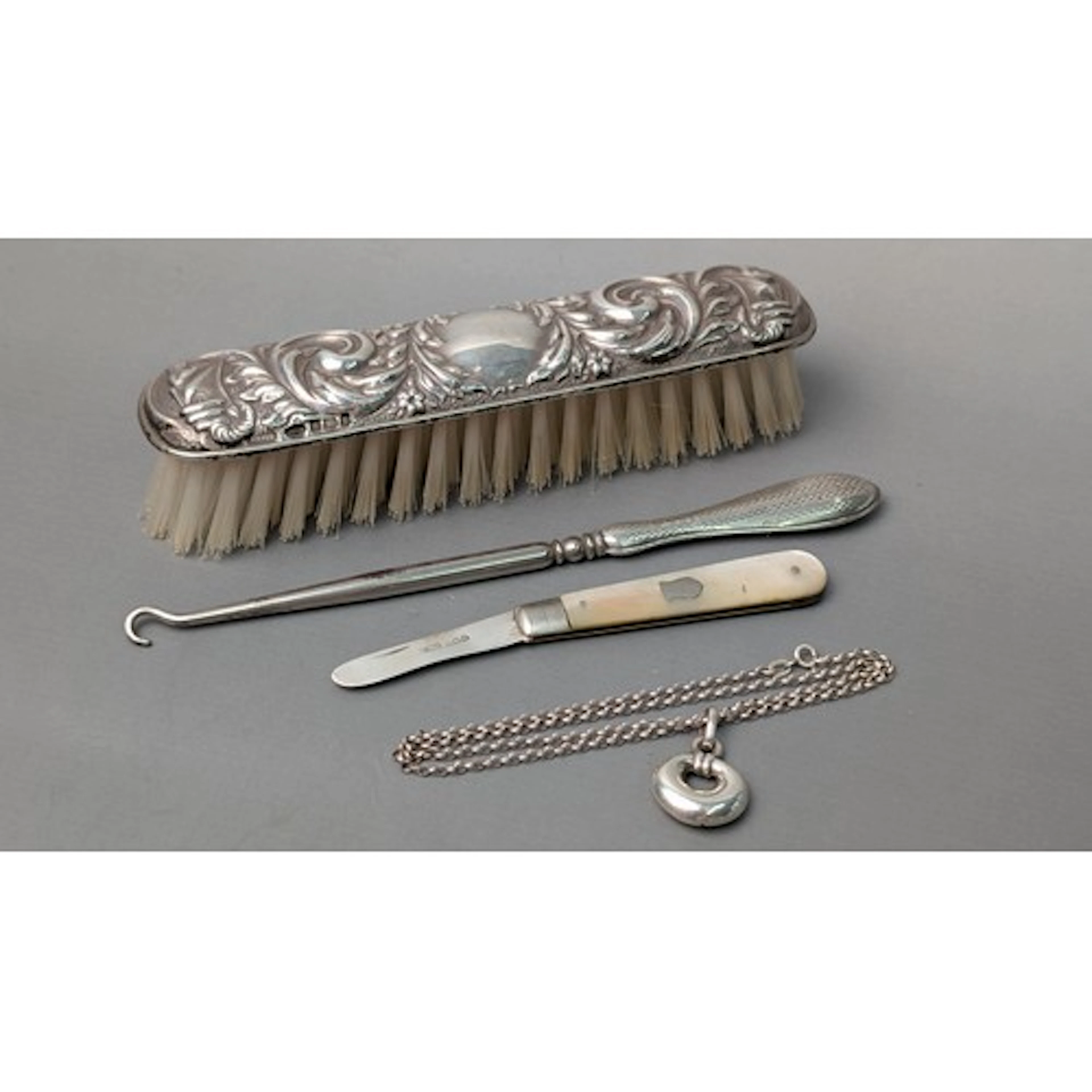 Various silverware, various marks, comprising: a mother-of-p...