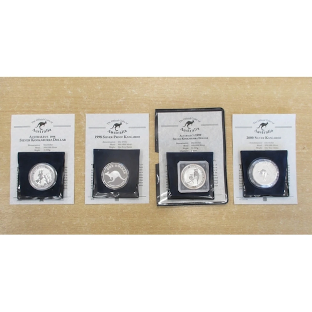 Australia. Range of 1oz silver $1 issues, with proof FDC 199...