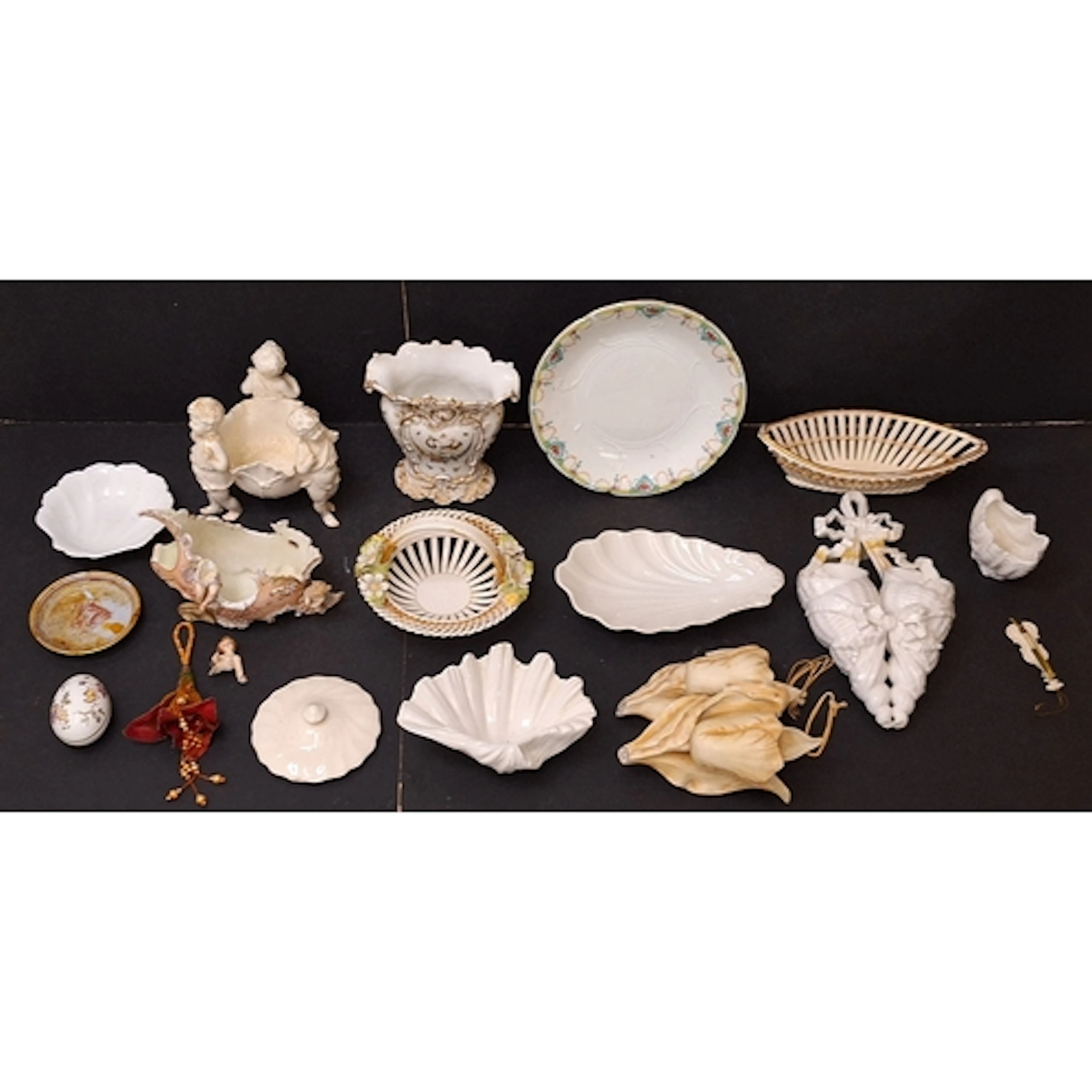 Antique & Vintage Ceramics incl. white handpainted spill vas...