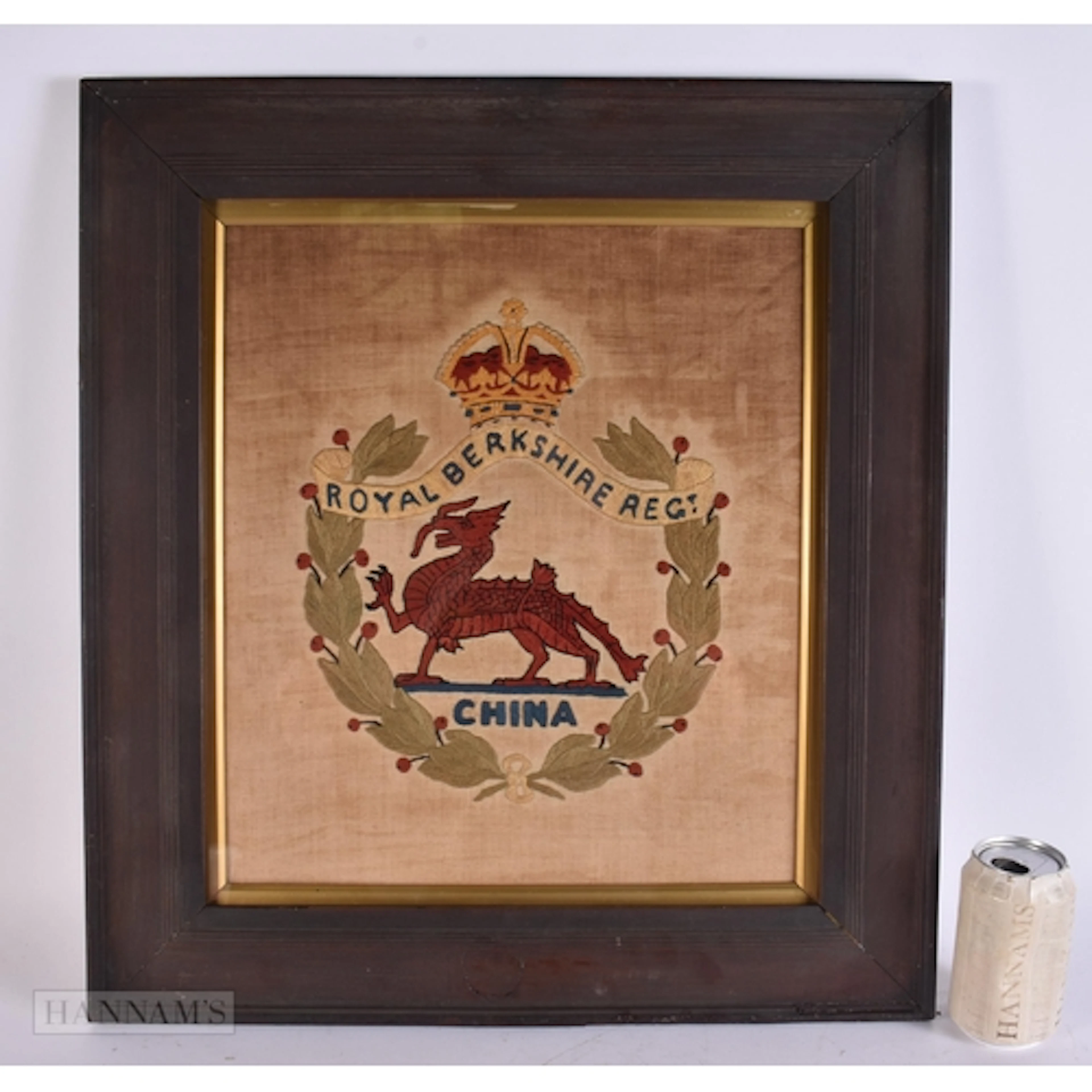 A MILITARY INTEREST ROYAL BERKSHIRE REGIMENT CHINA EMBROIDER...