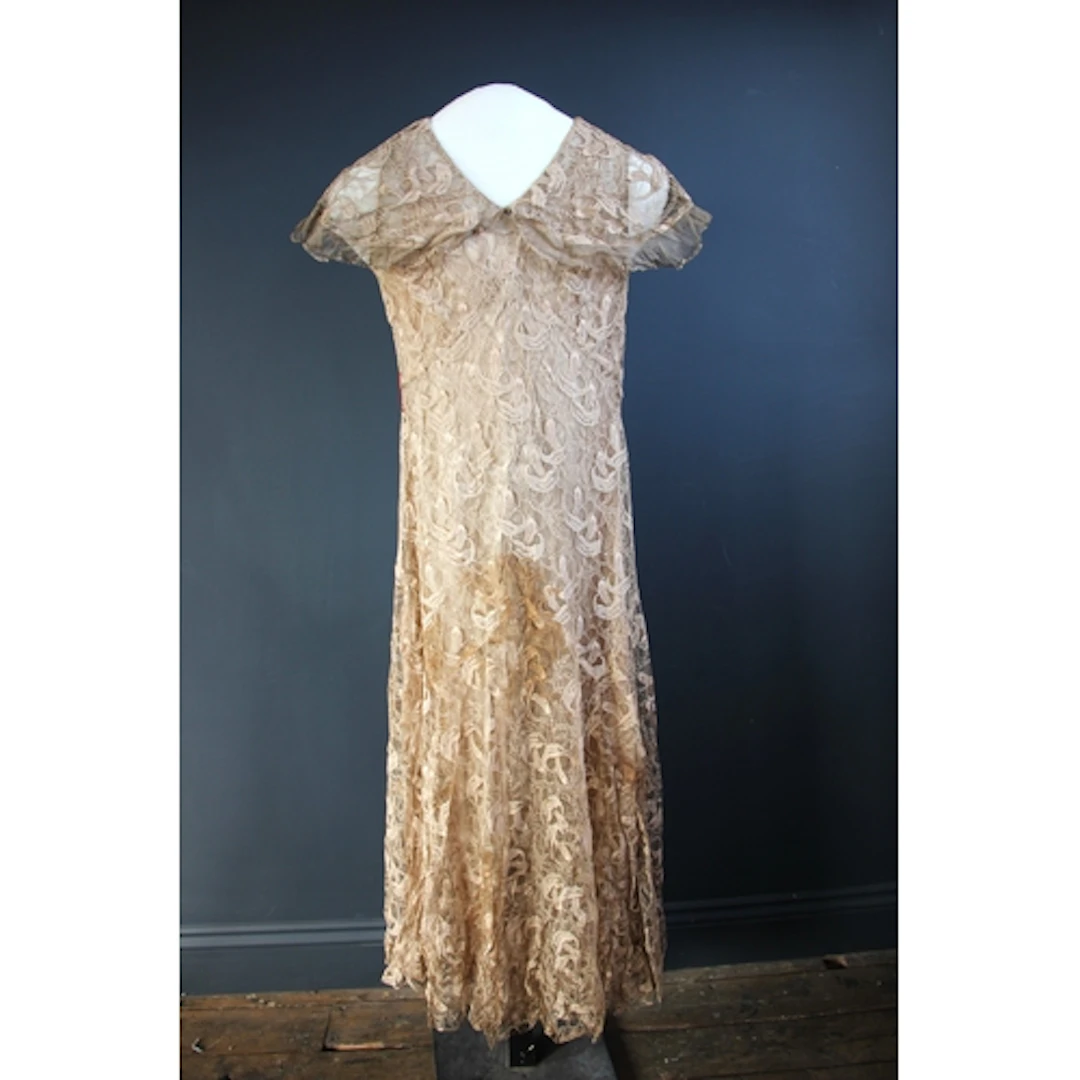 A 1930's silk and lace dress, the champagne silk dress with ...