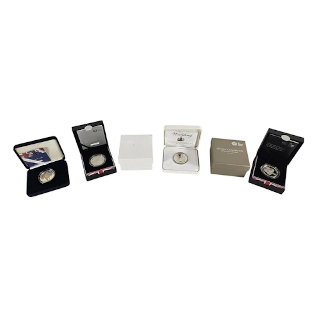 A COLLECTION OF FOUR COMMEMORATIVE SILVER PROOF FIVE POUND C...
