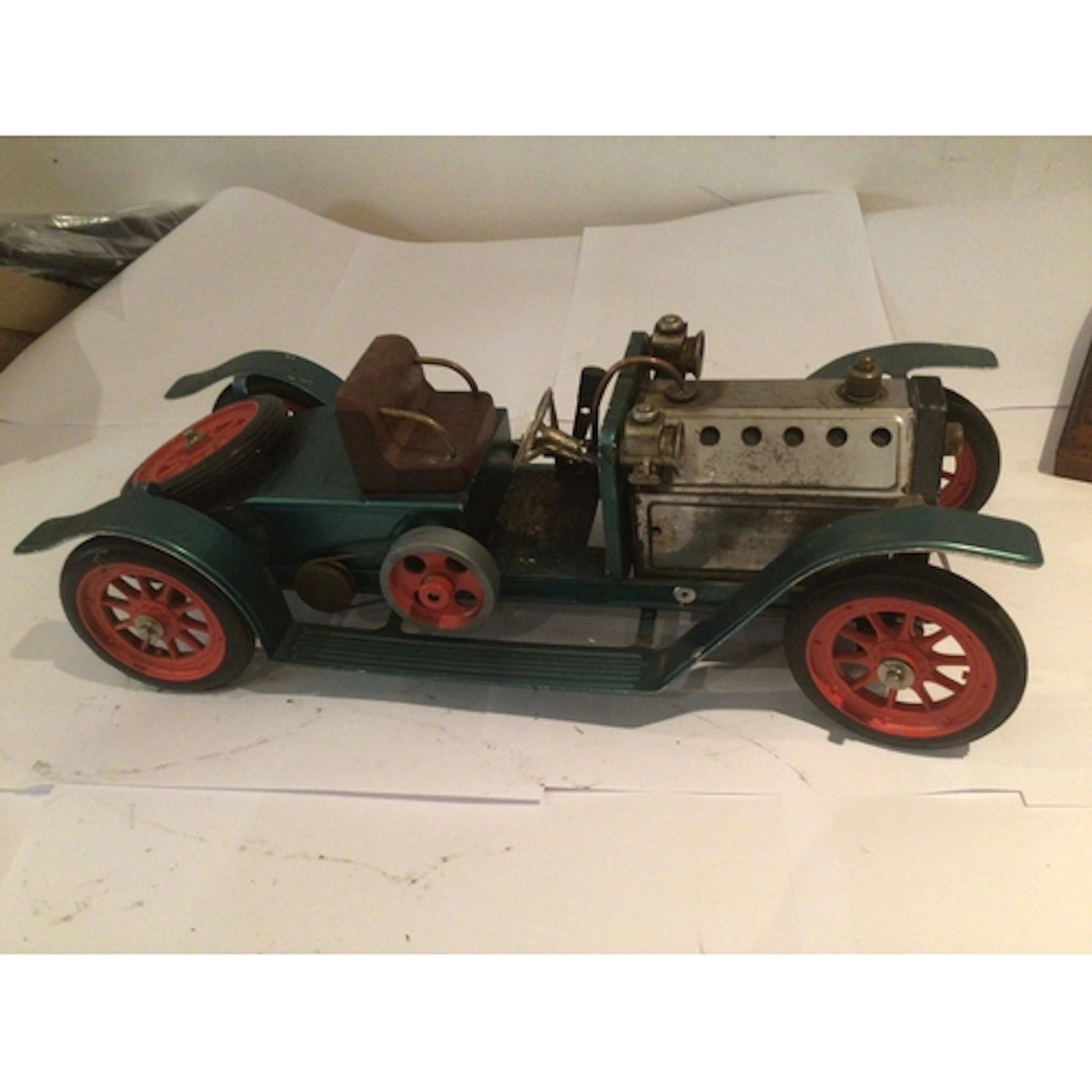 A model steam vintage roadster car by Mahmod or Wilesco. &nb...