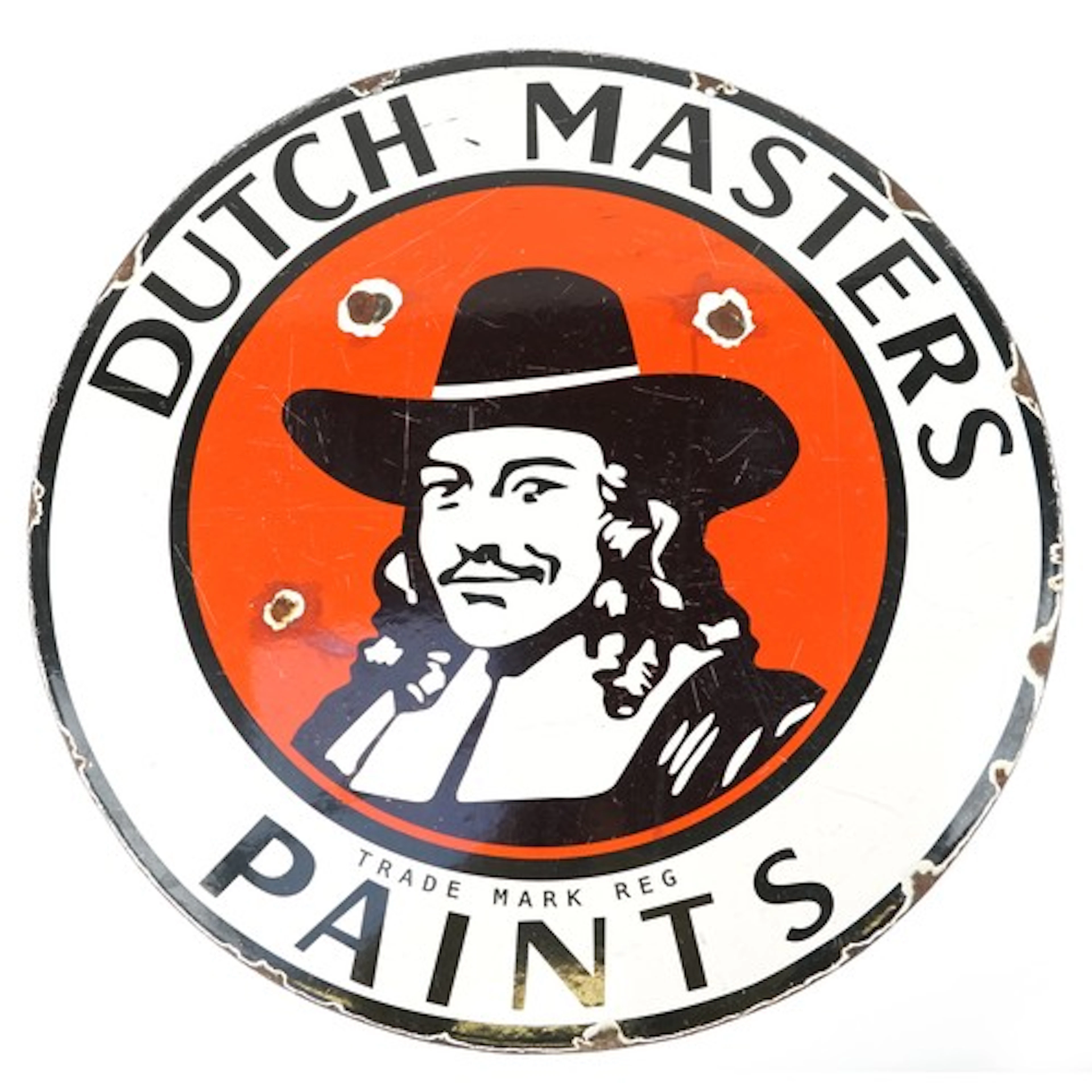 A vintage 'Dutch Masters Paints' double sided circular ename...