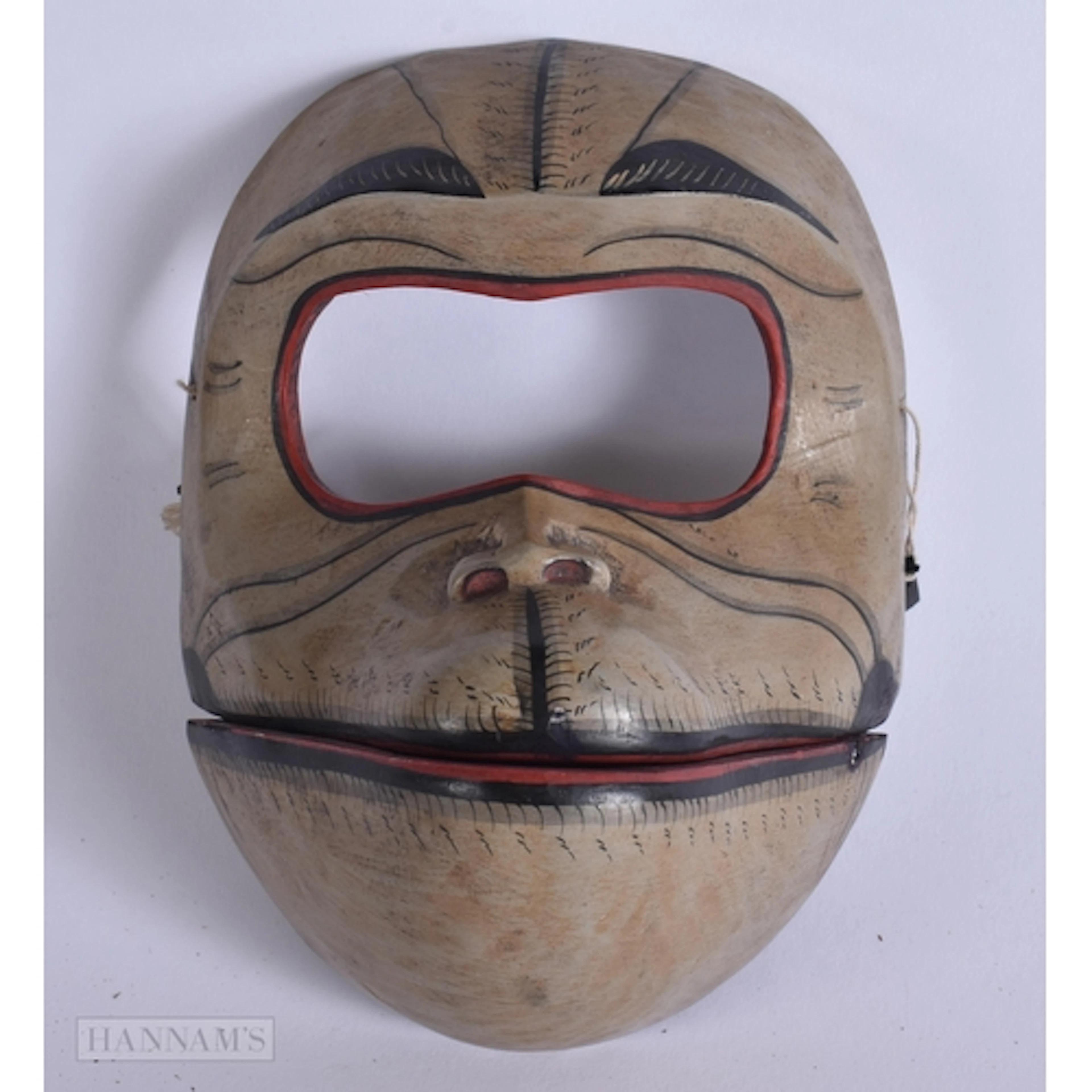 A 19TH CENTURY JAPANESE MEIJI PERIOD CARVED WOOD MASK formed...