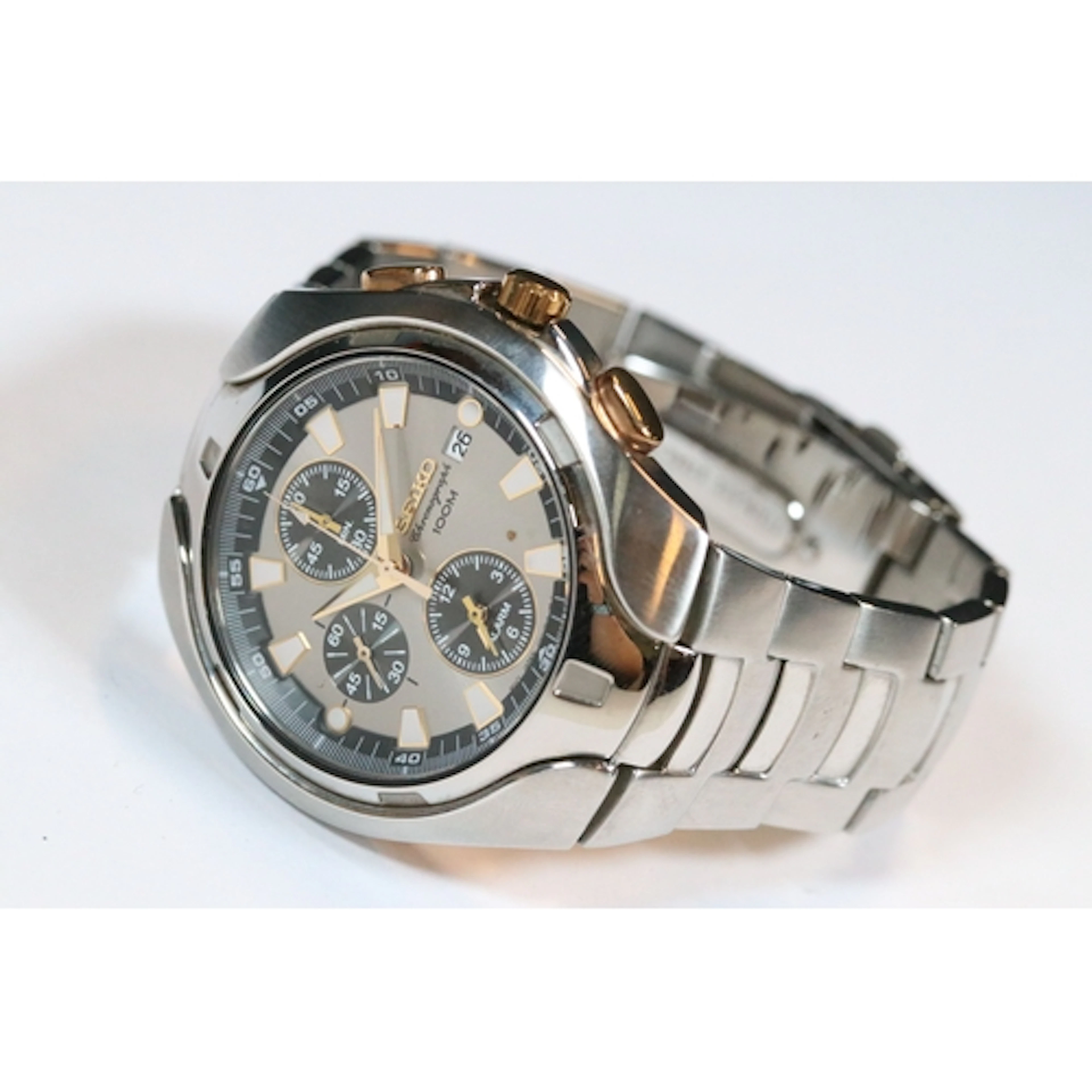 Boxed Seiko Chronograph 100m stainless steel quartz wrist wa...