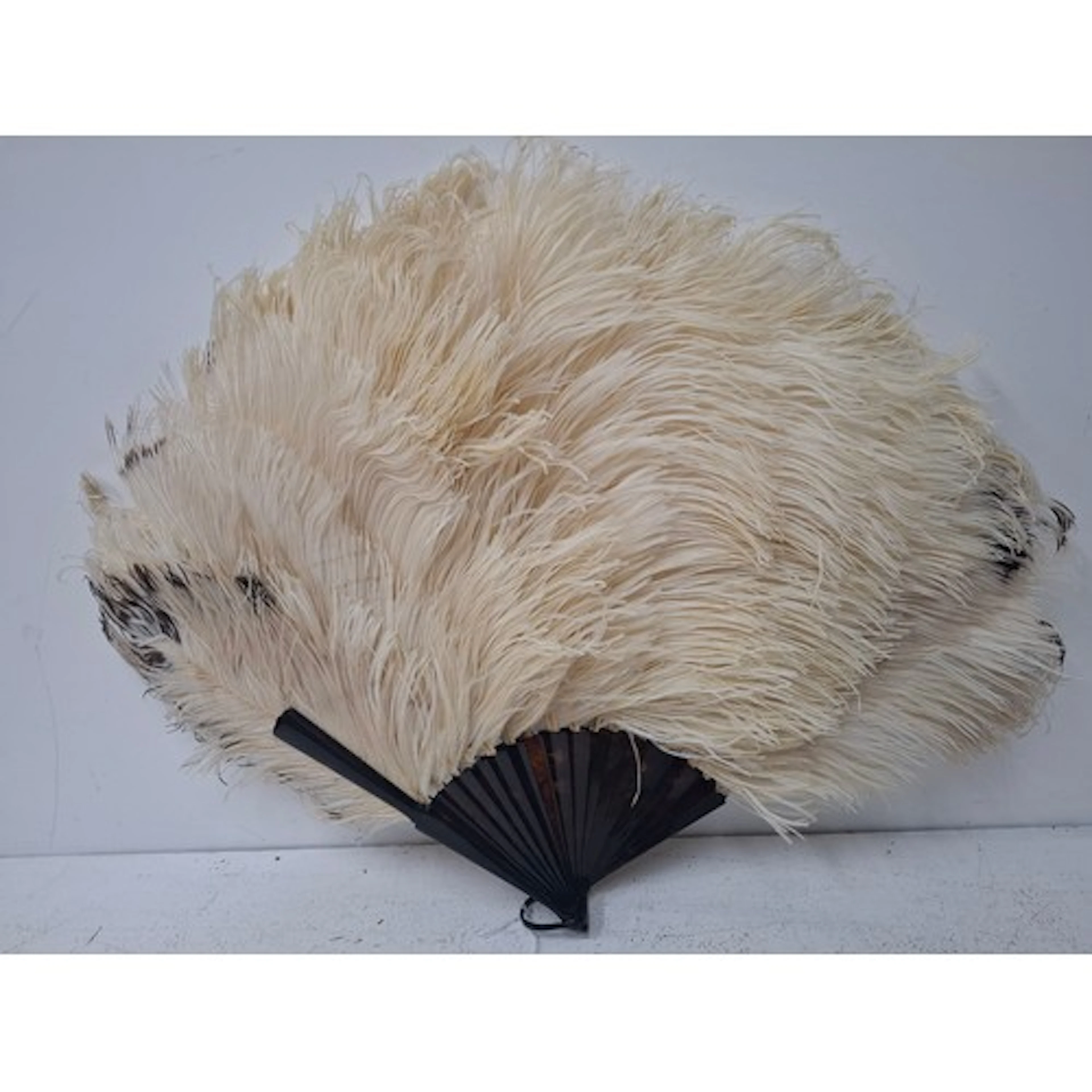 An early 20th Century tortoiseshell and cream ostrich feathe...
