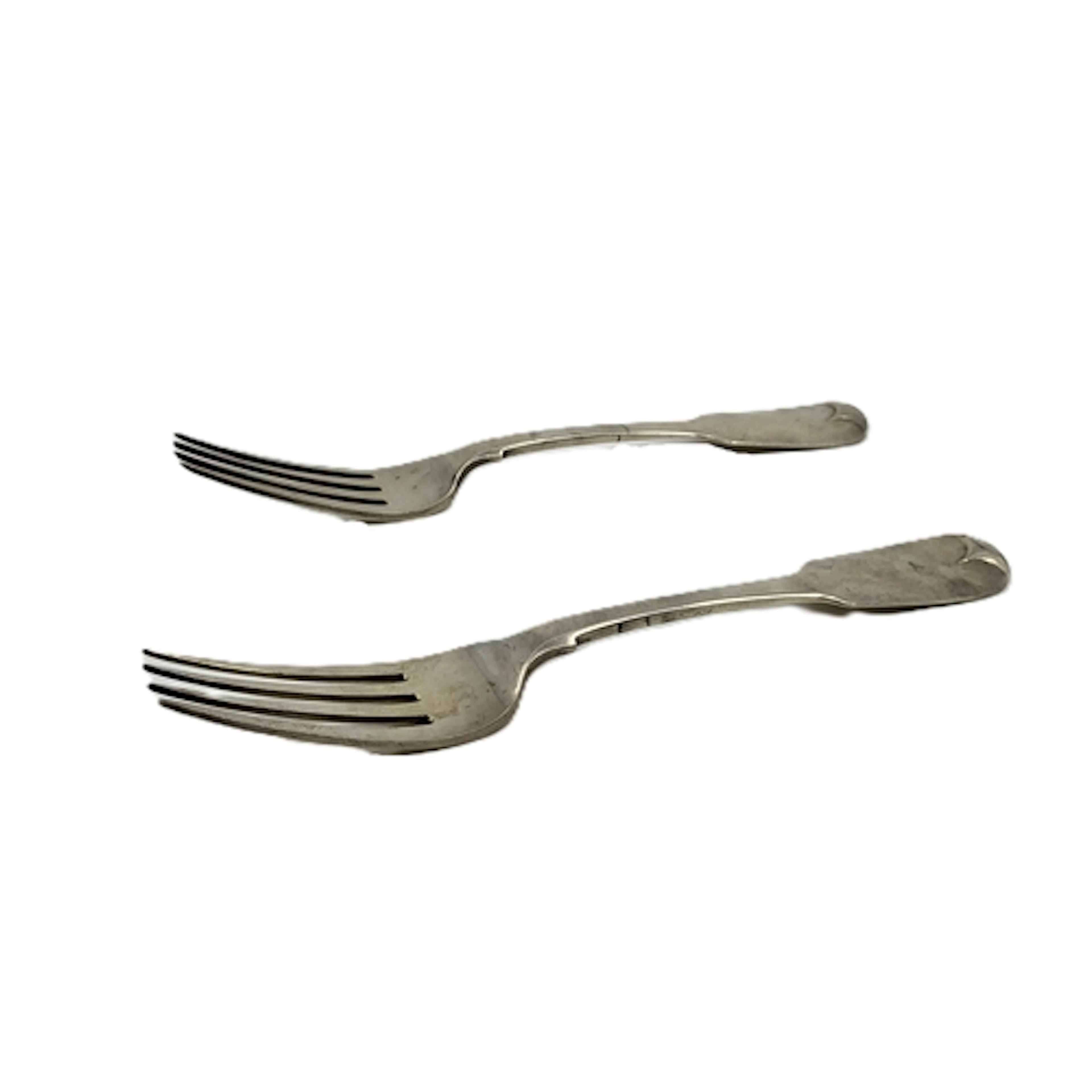 A PAIR OF GEORGE IV IRISH STERLING SILVER FORKS, hallmarked ...