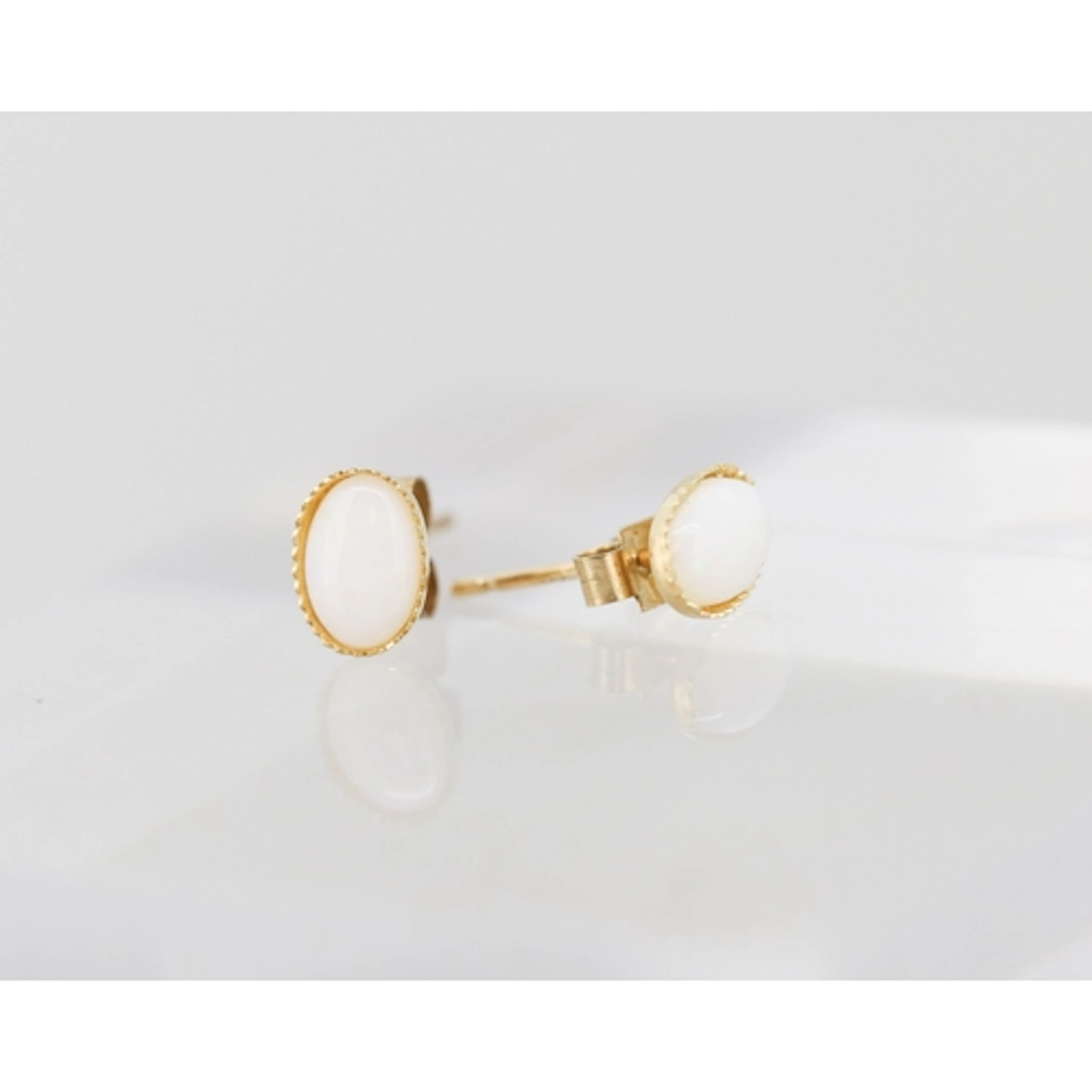 Pair of White Coral Set Earrings, Mounted in 9 Carat Yellow ...