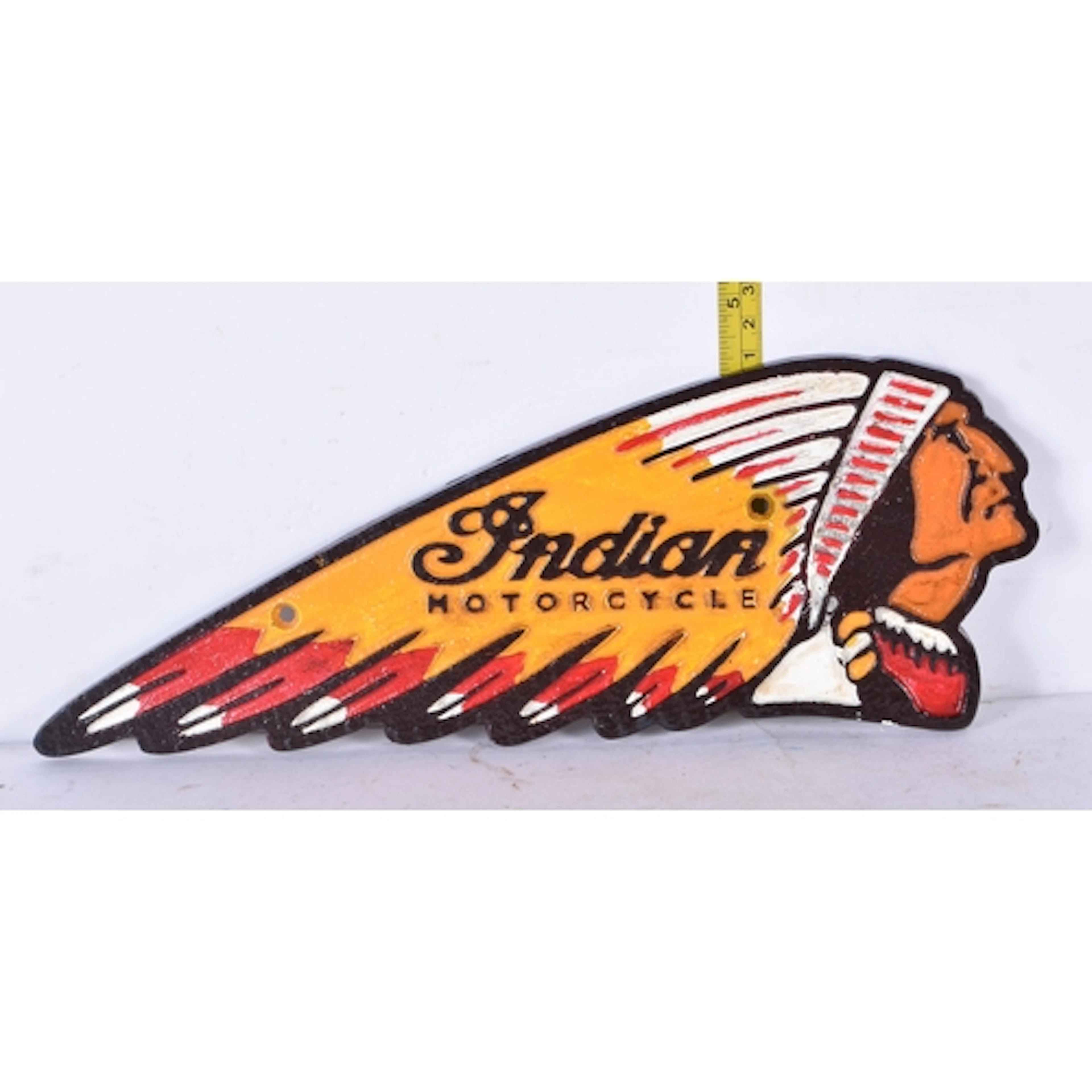 A cast iron Indian motorcycle sign 30 x 10cm