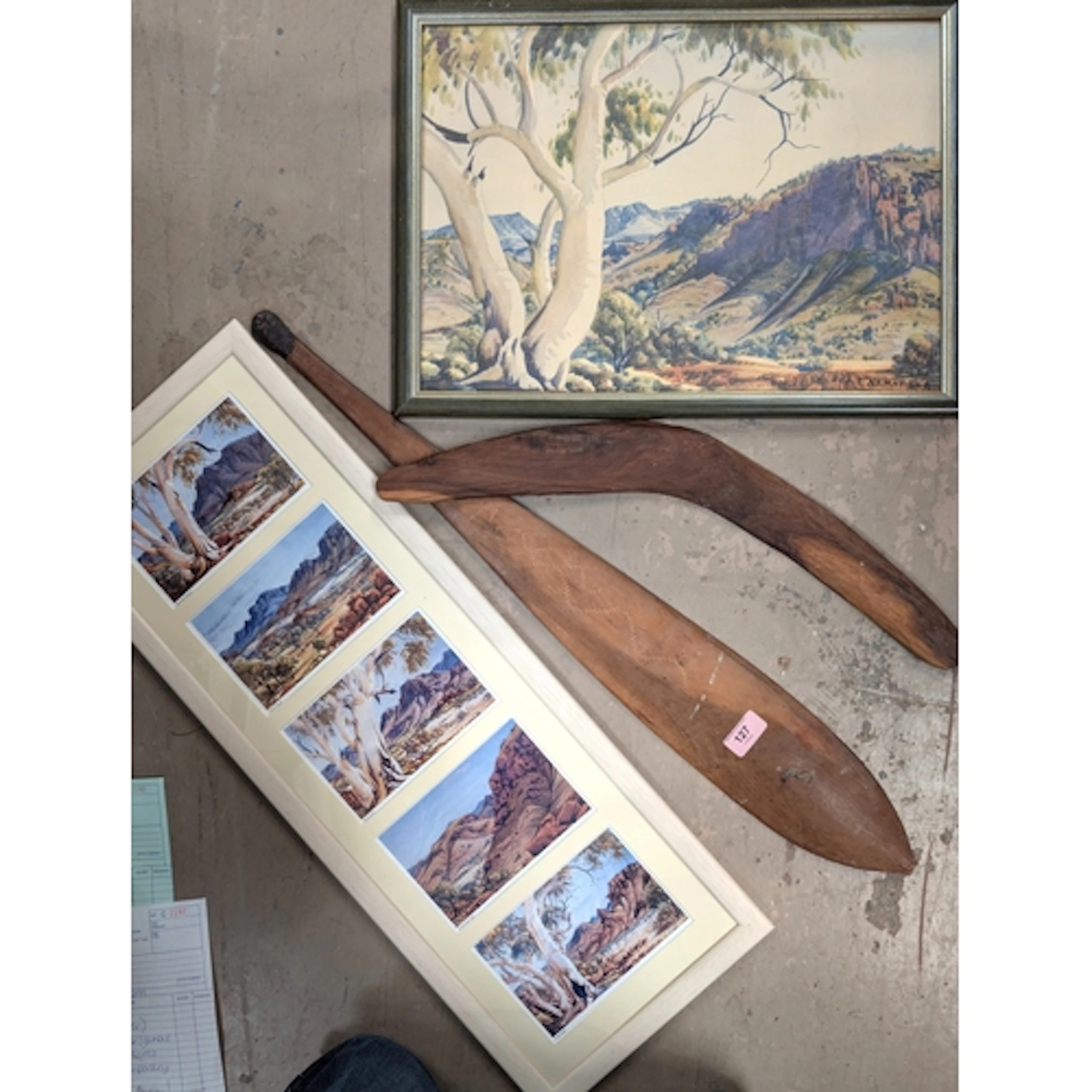 A Vintage Australian Aboriginal Boomerang, Woomera, and Aust...