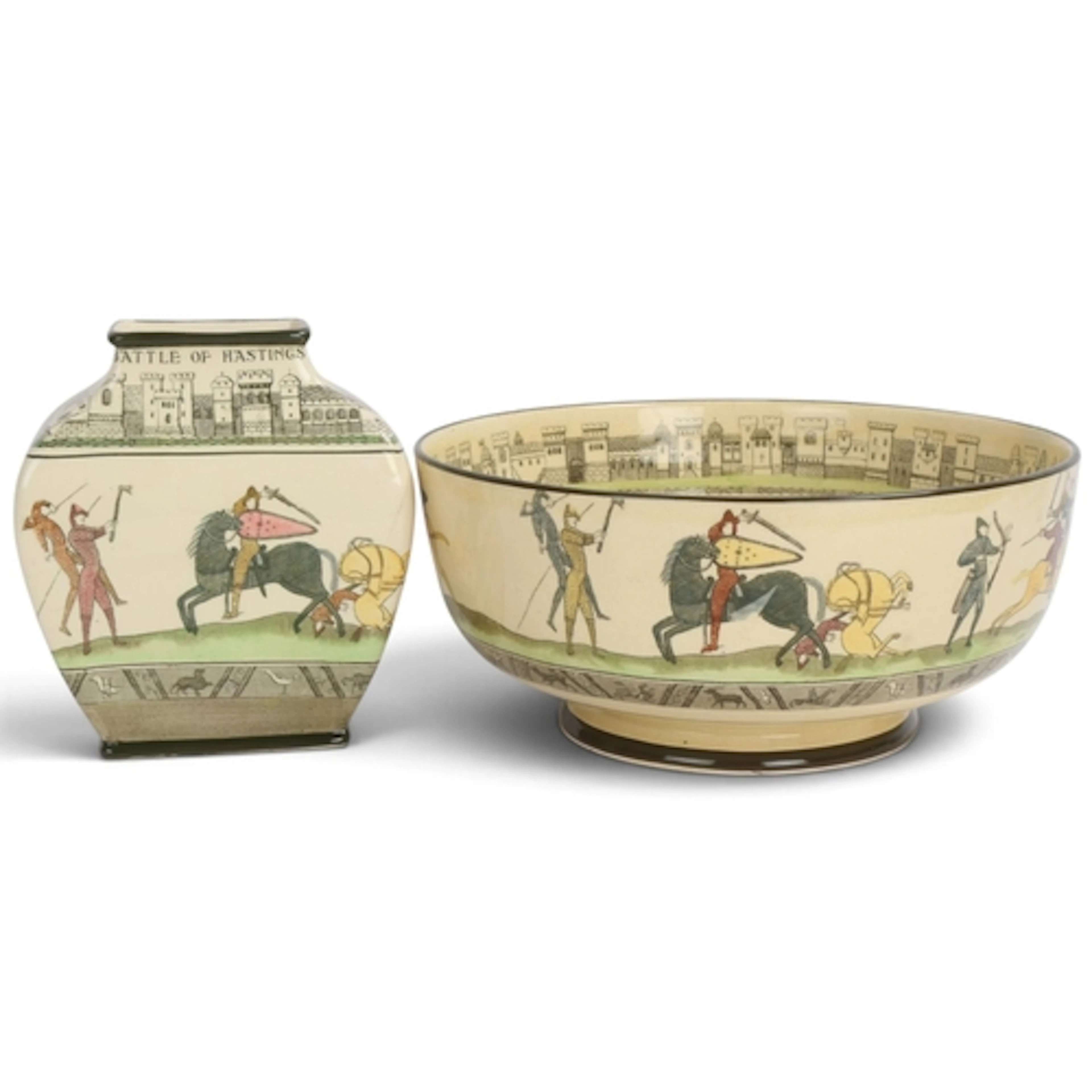 Royal Doulton, a Battle of Hastings 1066 design vase and bow...