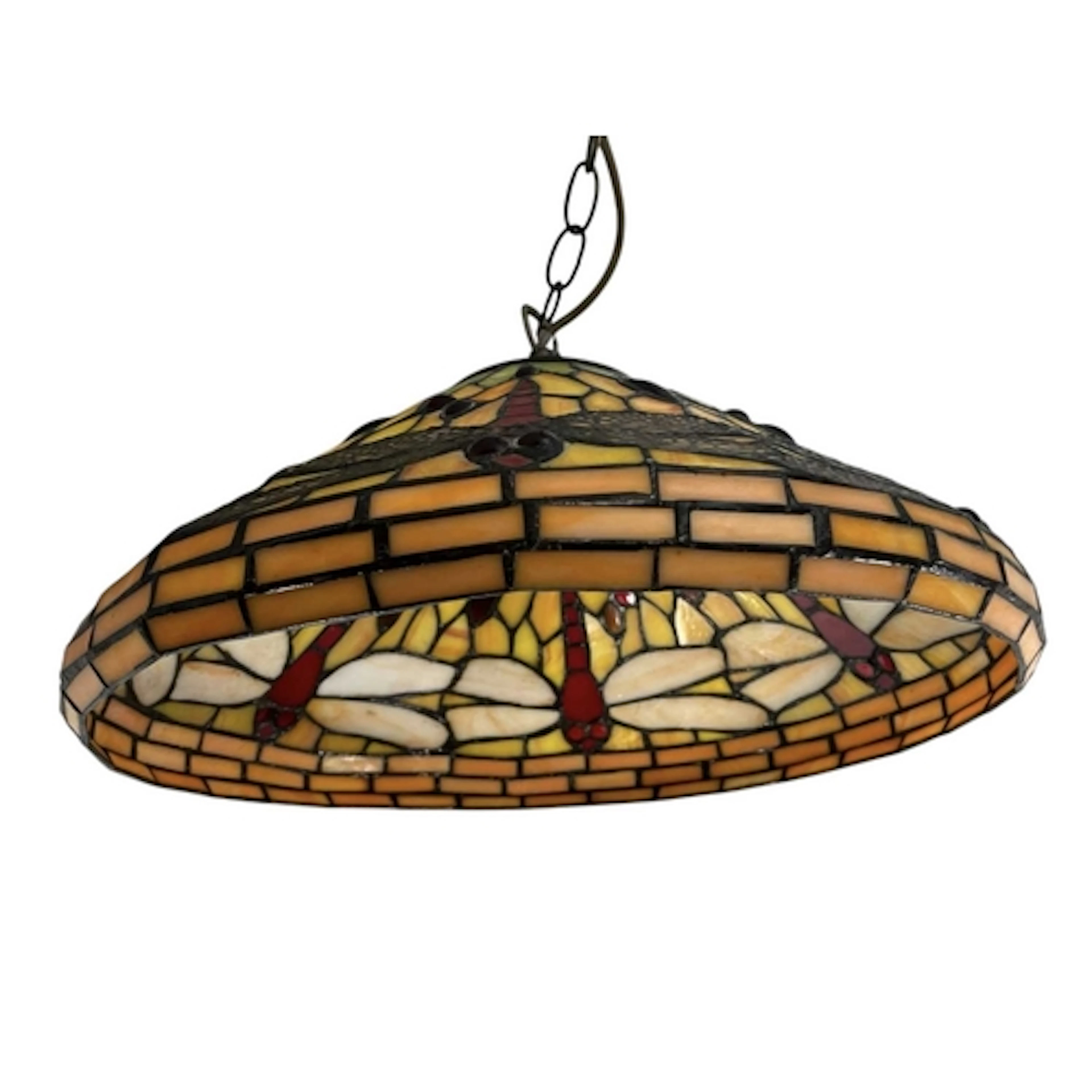 A vintage 20th century Tiffany-style hanging ceiling light s...