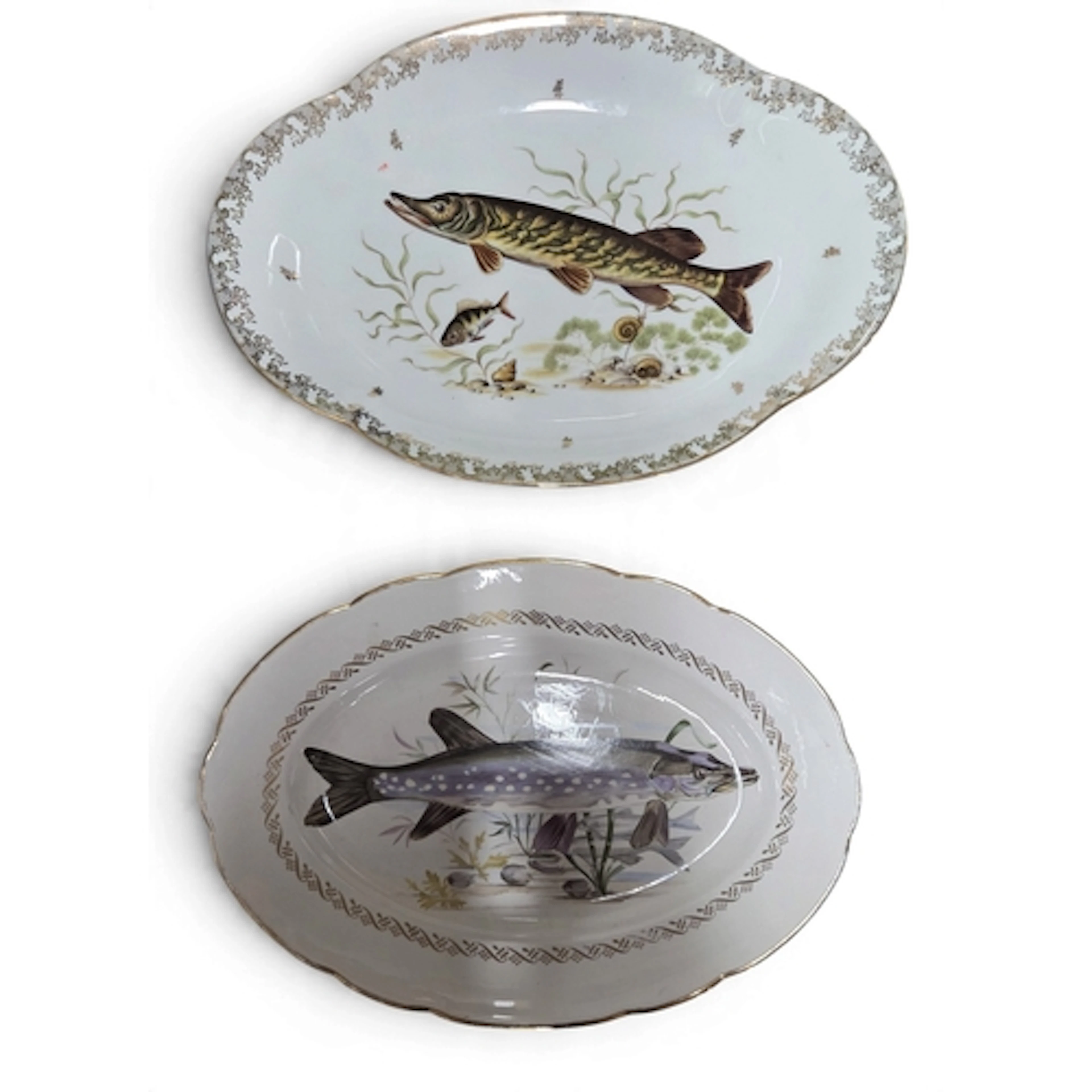 Two early-mid 20th Century Limoges fish Plates. L 40 cm appr...