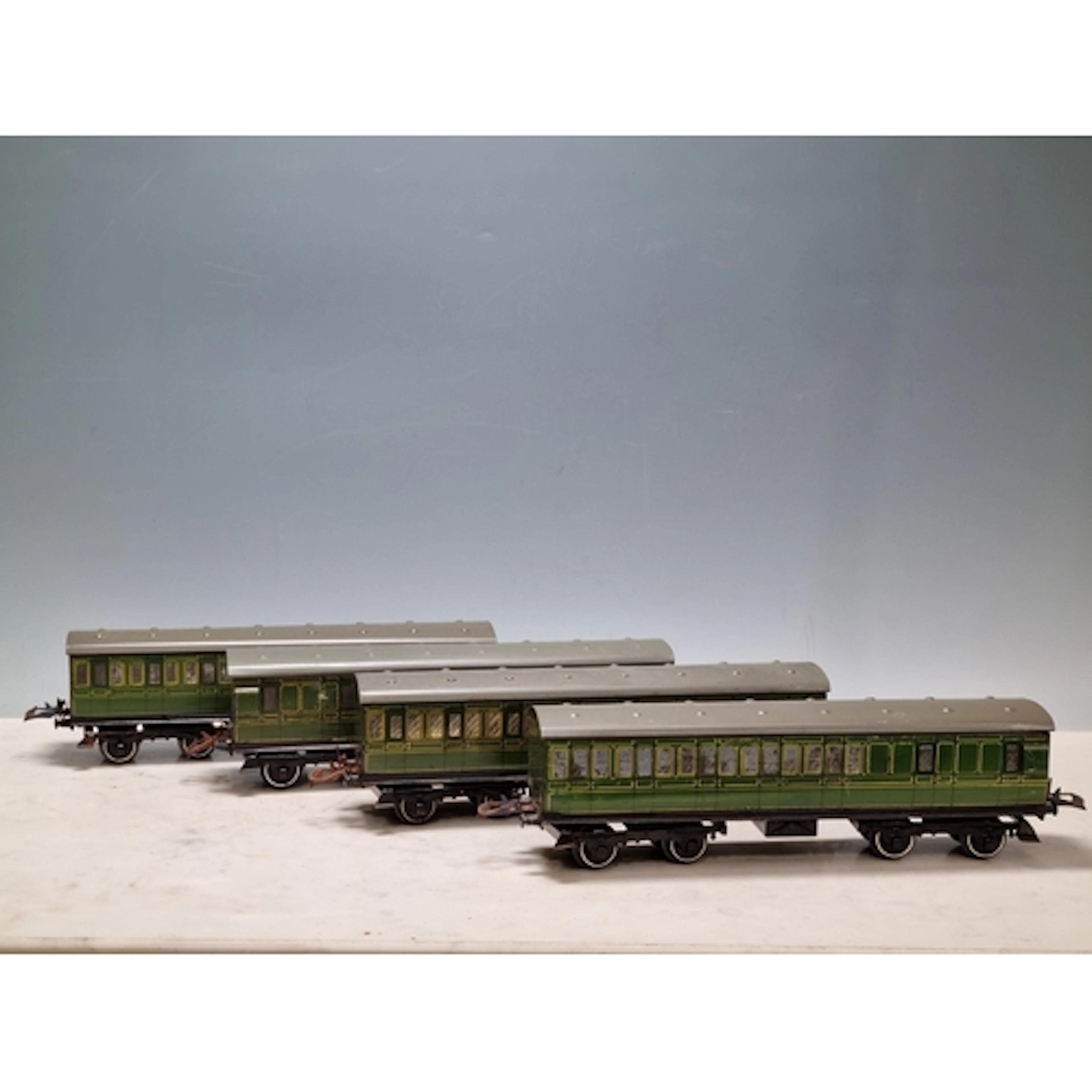 Four unboxed Hornby 0 gauge No.2 Southern Region Passenger C...