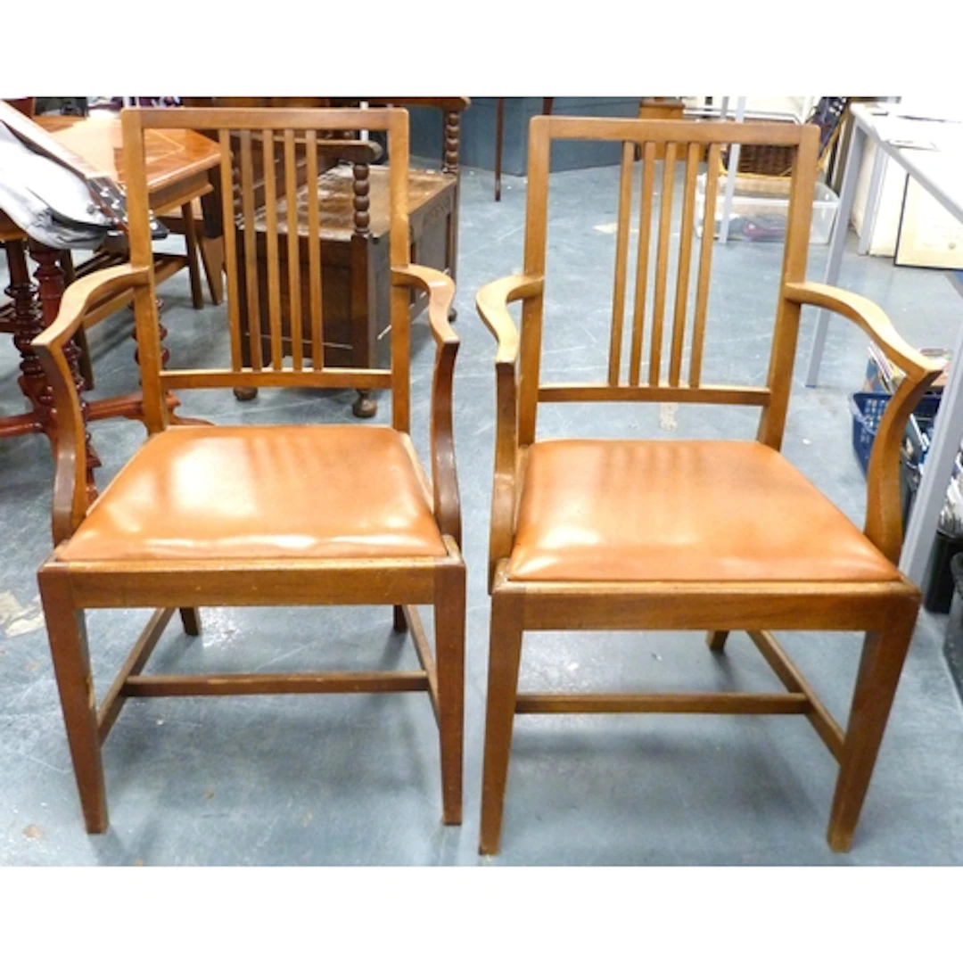 Pair of mahogany carver chairs, a brass adjustable floor lig...