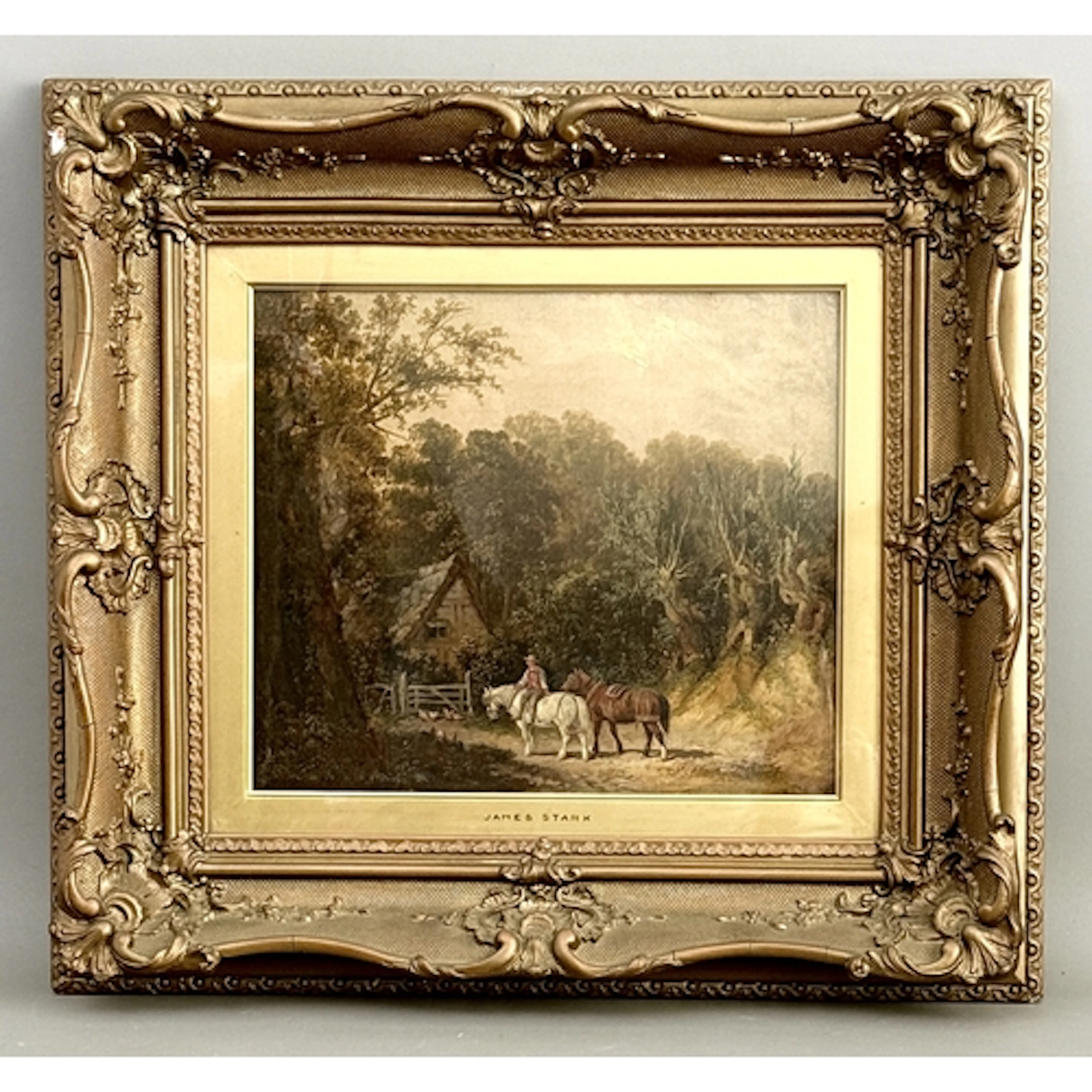 James Stark (British, 1794-1859) A ploughman with two horses...