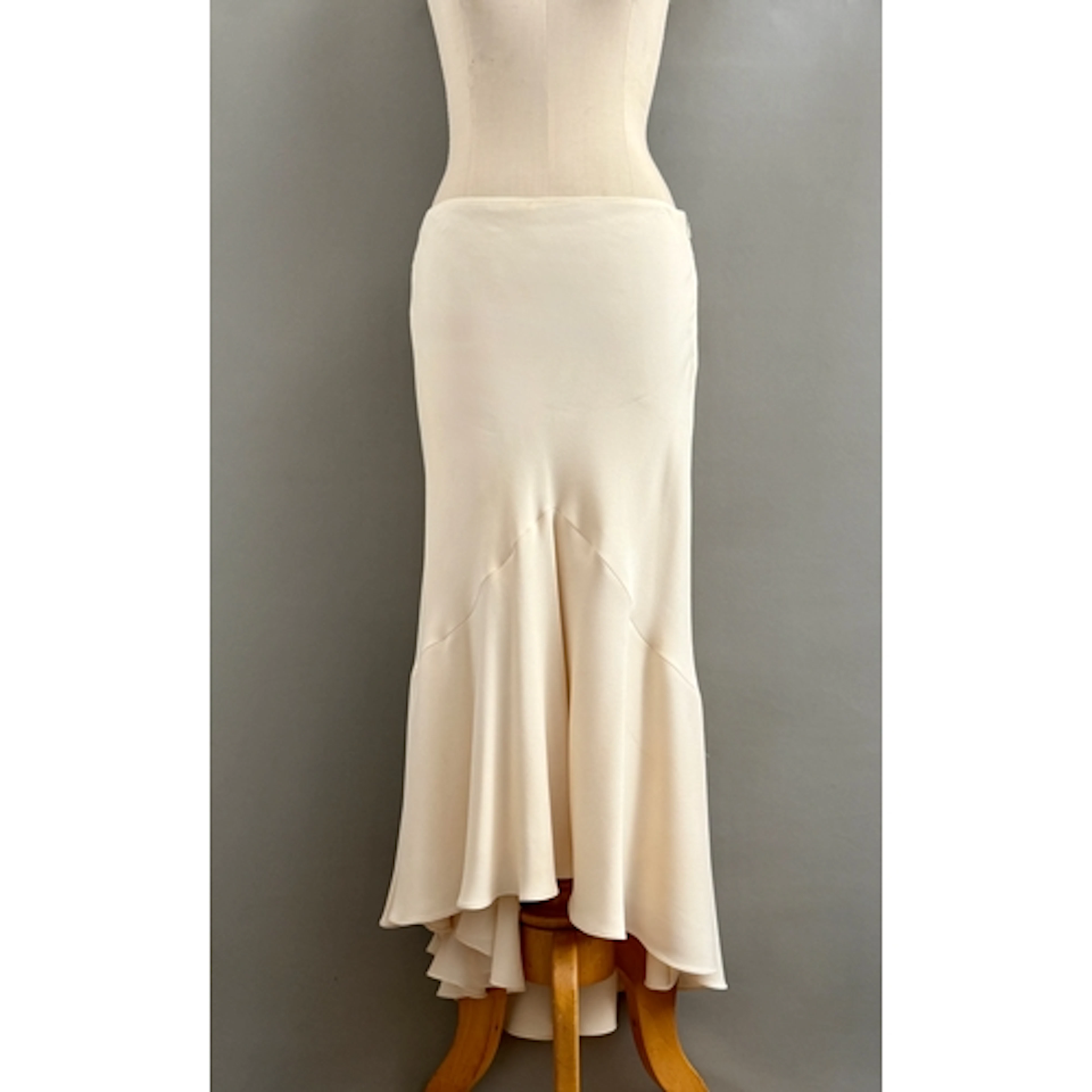 Ralph Lauren cream silk, bias cut, calf length skirt with d...