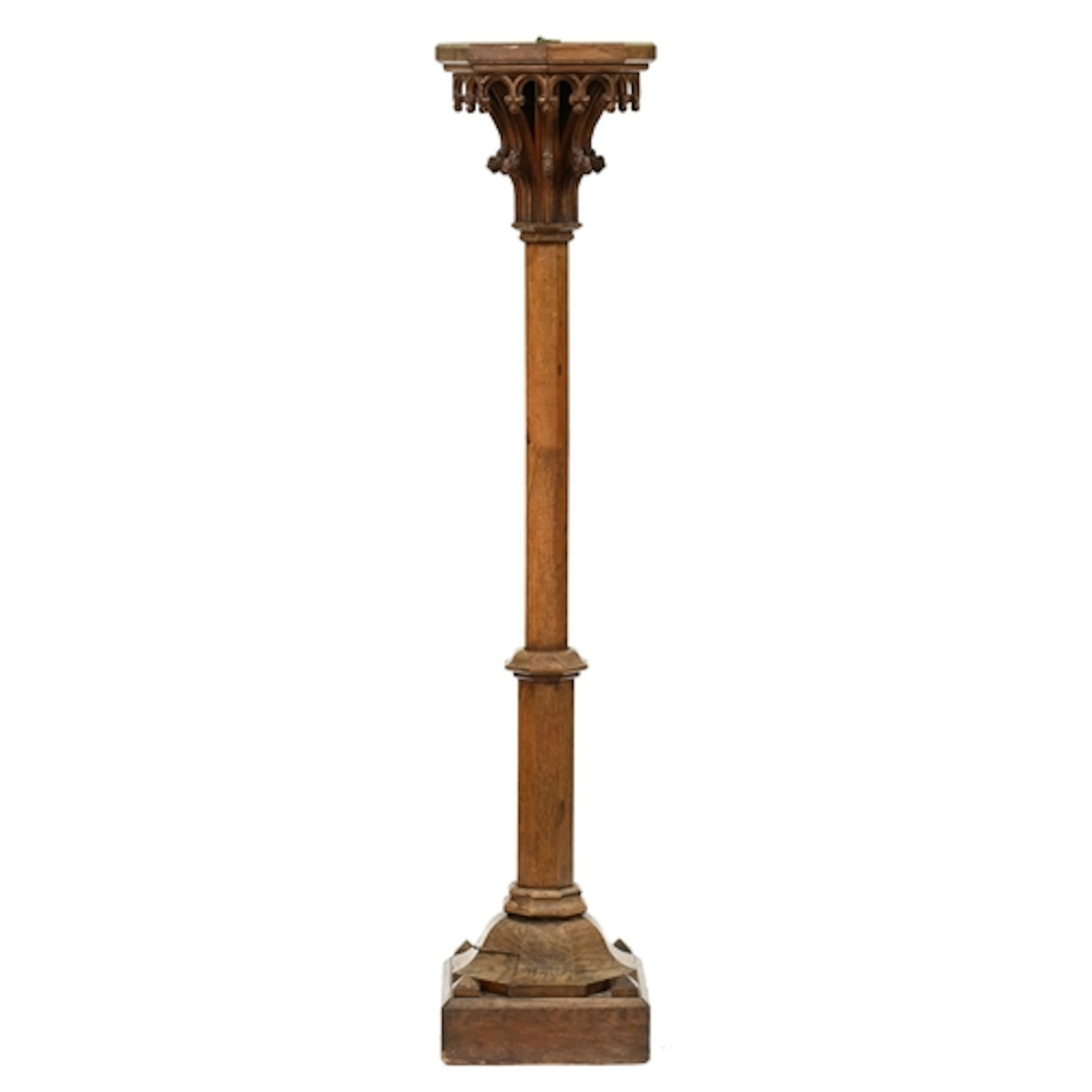 A gothic oak torchere, English or French, 19th c, of octagon...