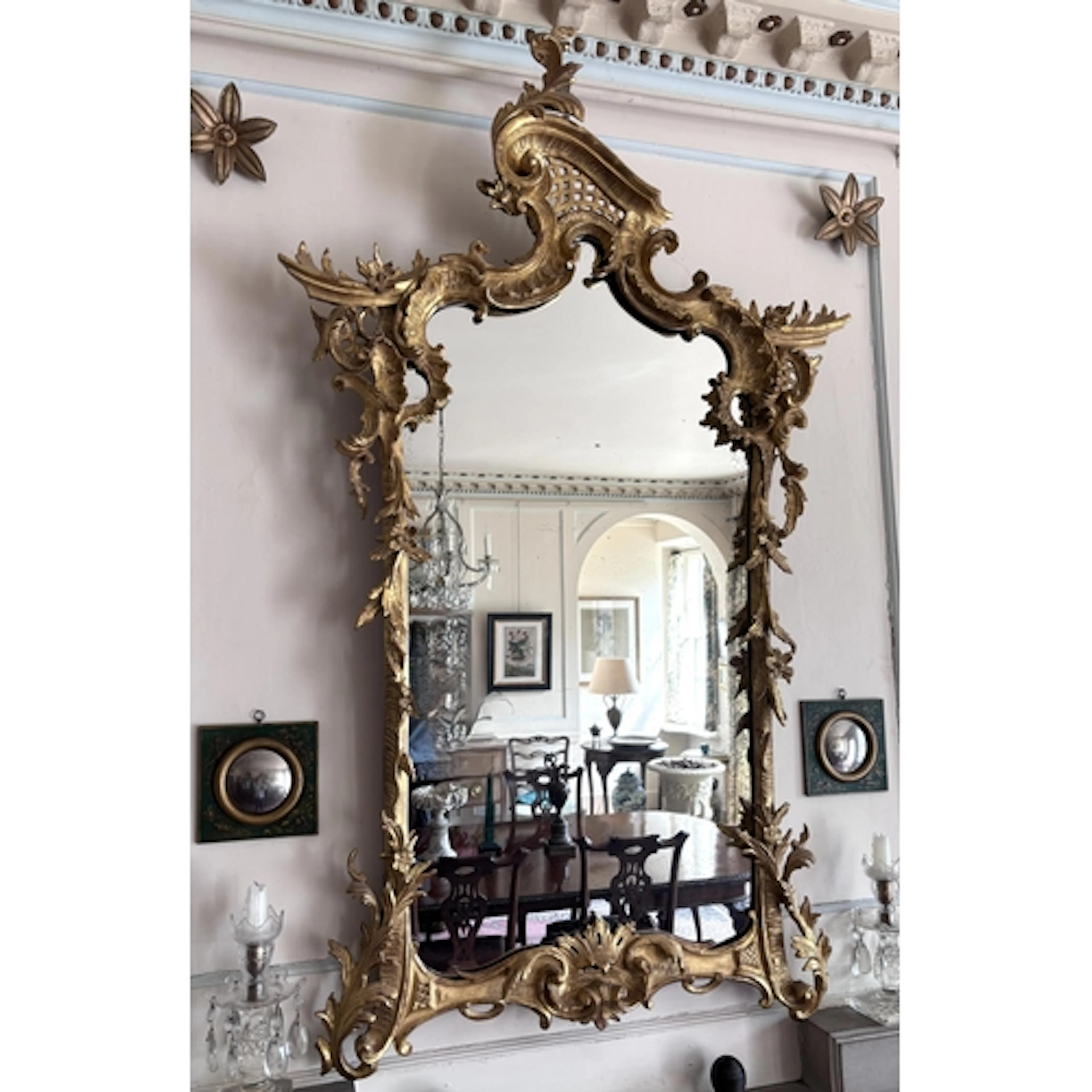 A 19th century Chinese Chippendale giltwood and gesso overma...