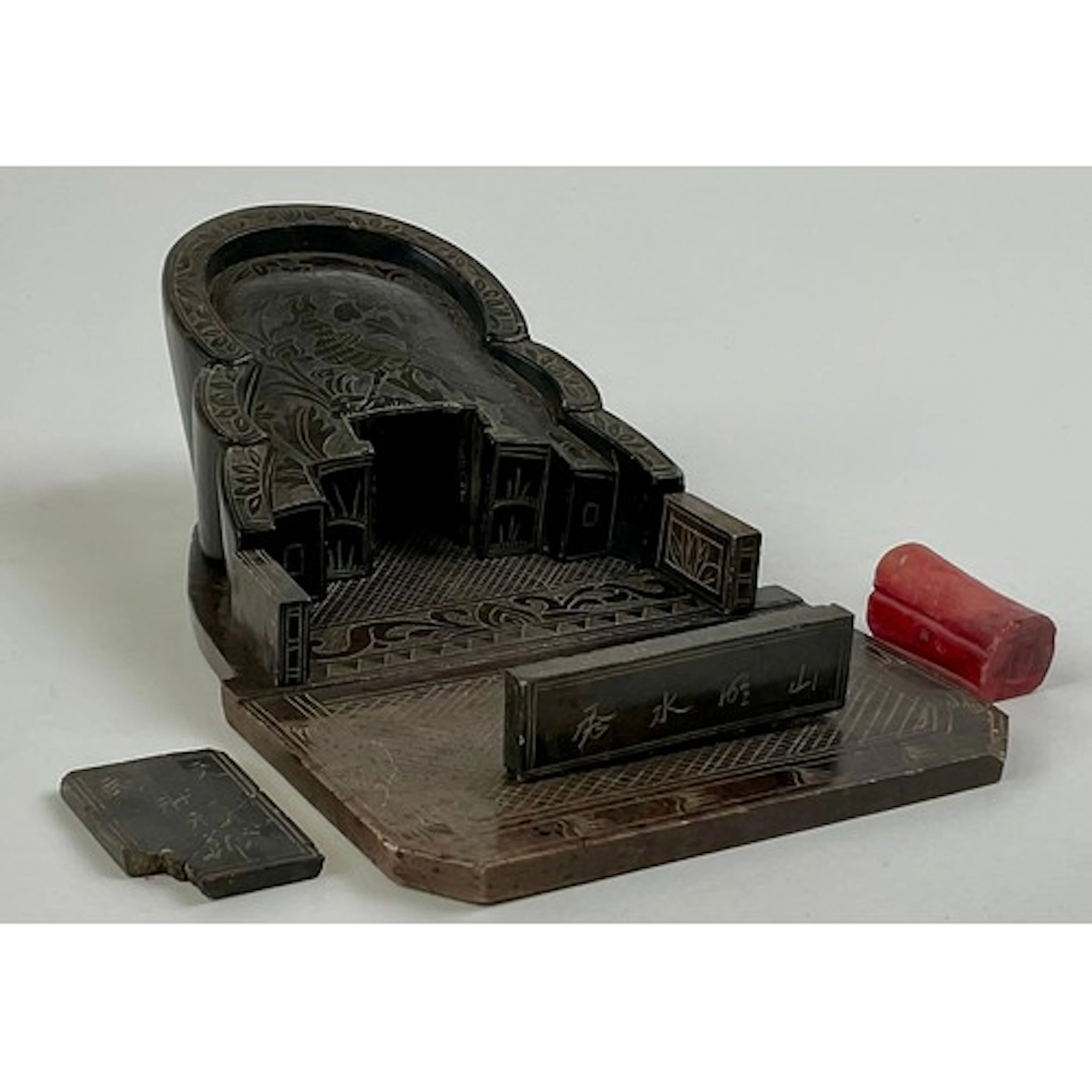 A 19th/early 20th century Chinese soapstone model of a mauso...