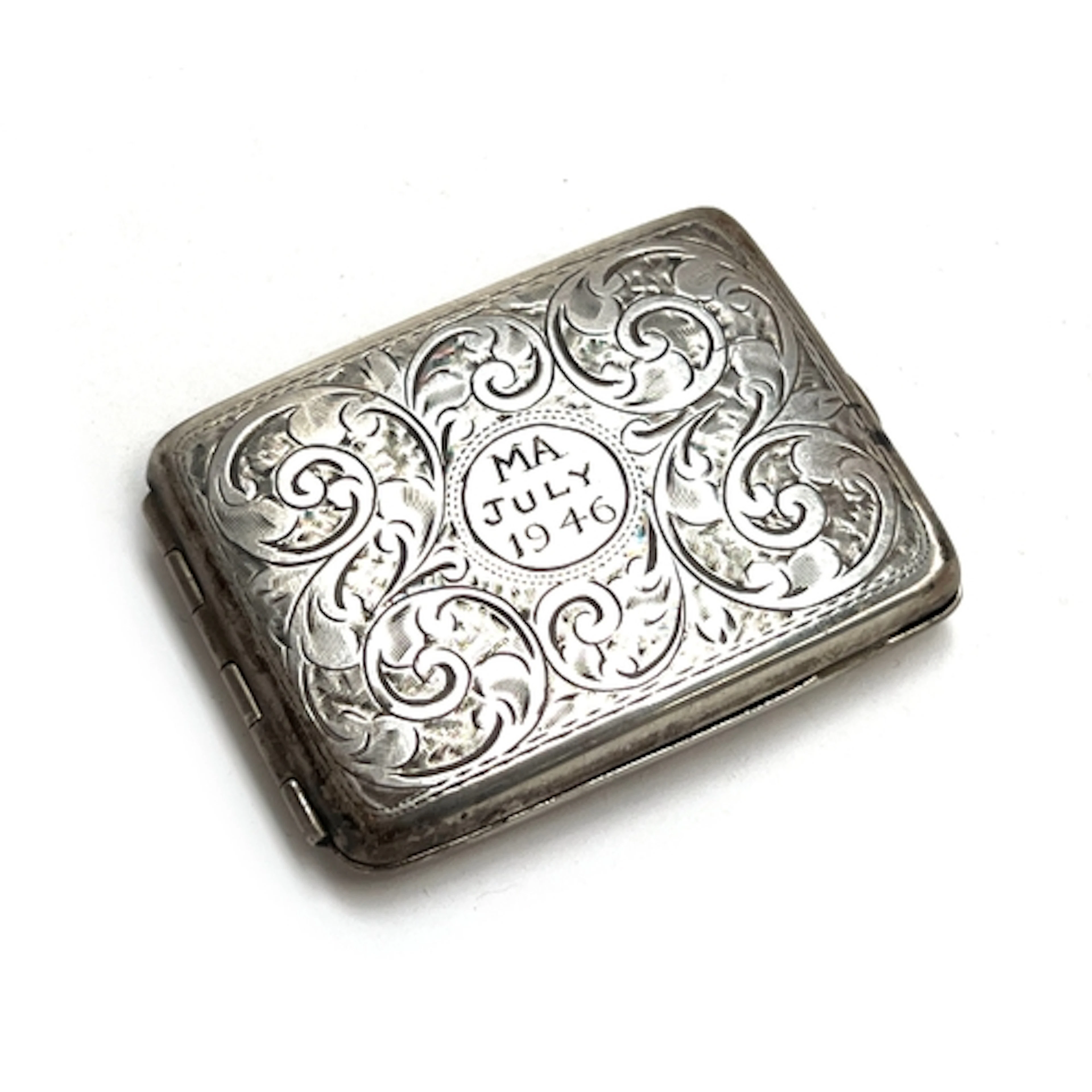 An engraved silver matchbox holder/vesta by W J Myatt & Co, ...