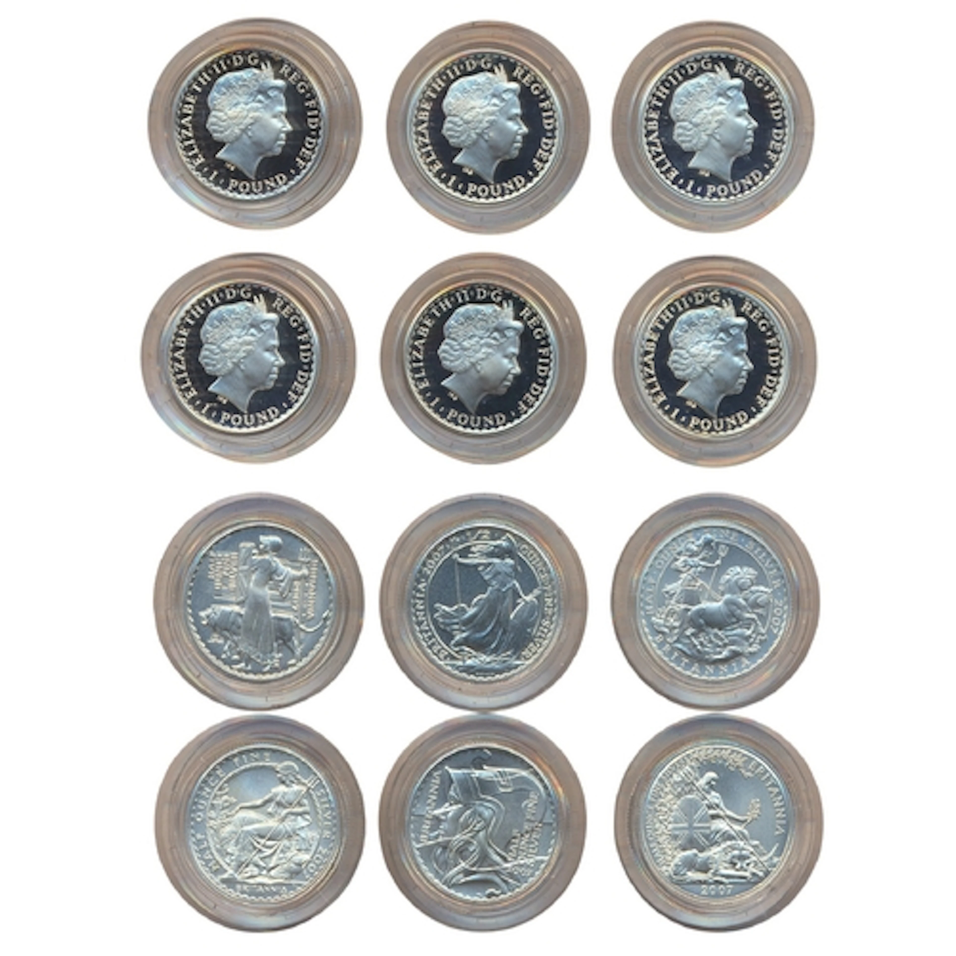 2007 silver boxed proof FDC £1 Britannia set of 6, with cert...