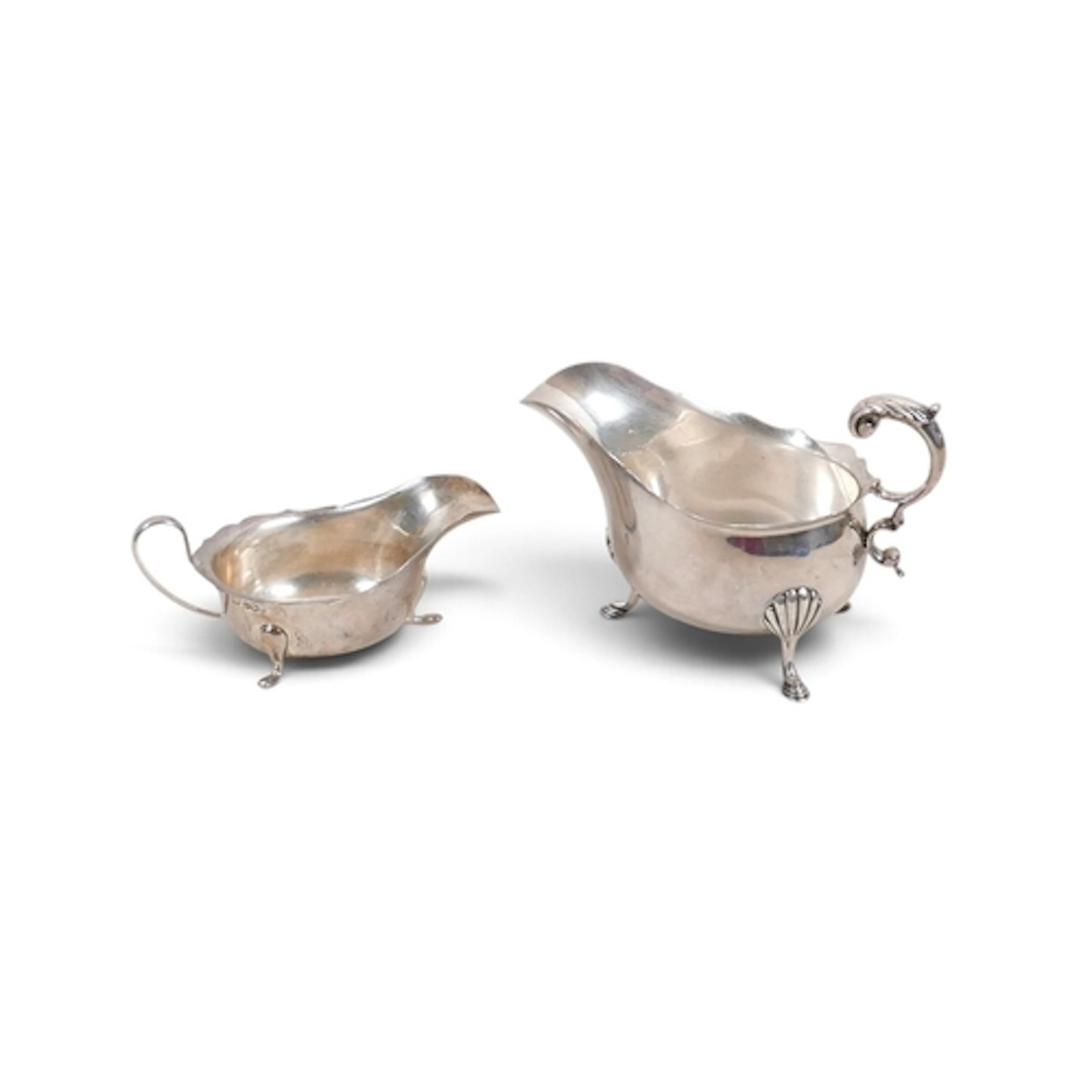 TWO SILVER SAUCE BOATS. comprising a large Edward VIII sauce...