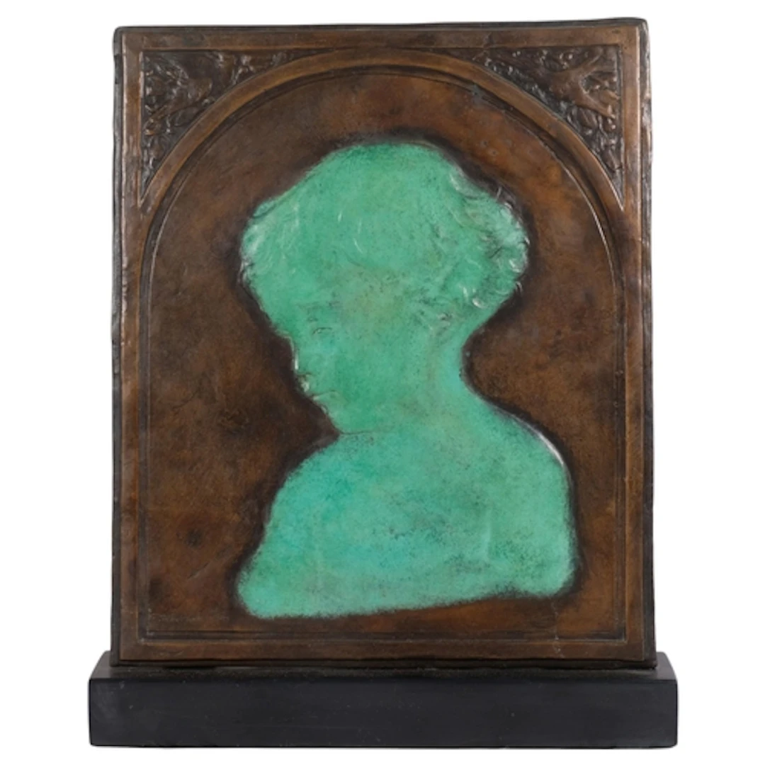 EVA KNIGHT - an Art Deco bronze relief plaque "Figure Of A G...