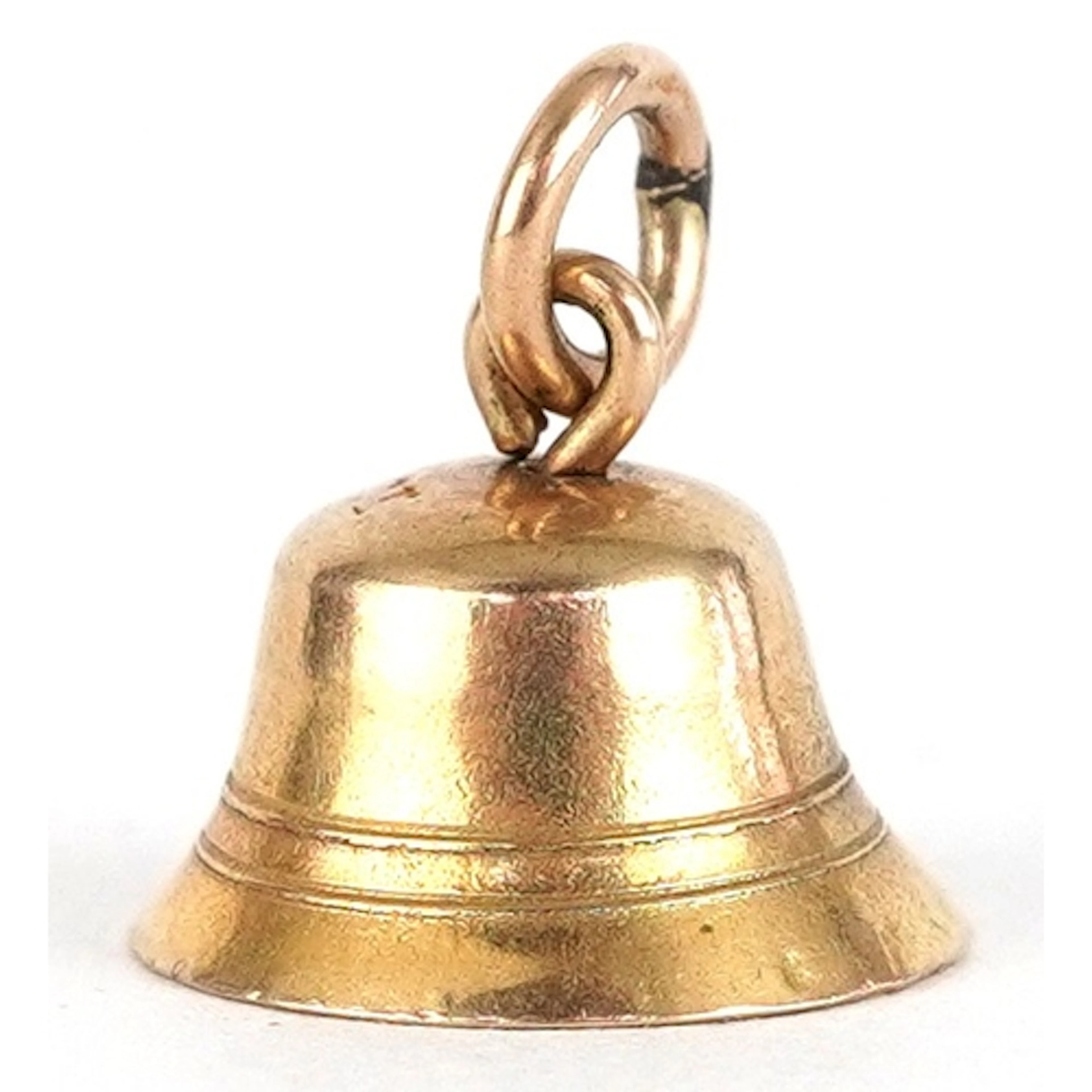 9ct gold charm in the form of a bell, 8.0mm high, 0.6g.