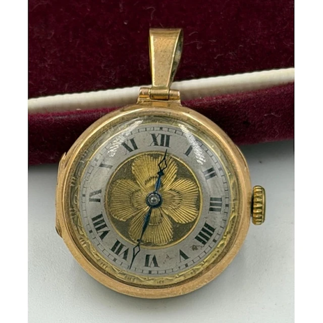 A 9ct gold fob style watch on pendant loop, approximate weig...