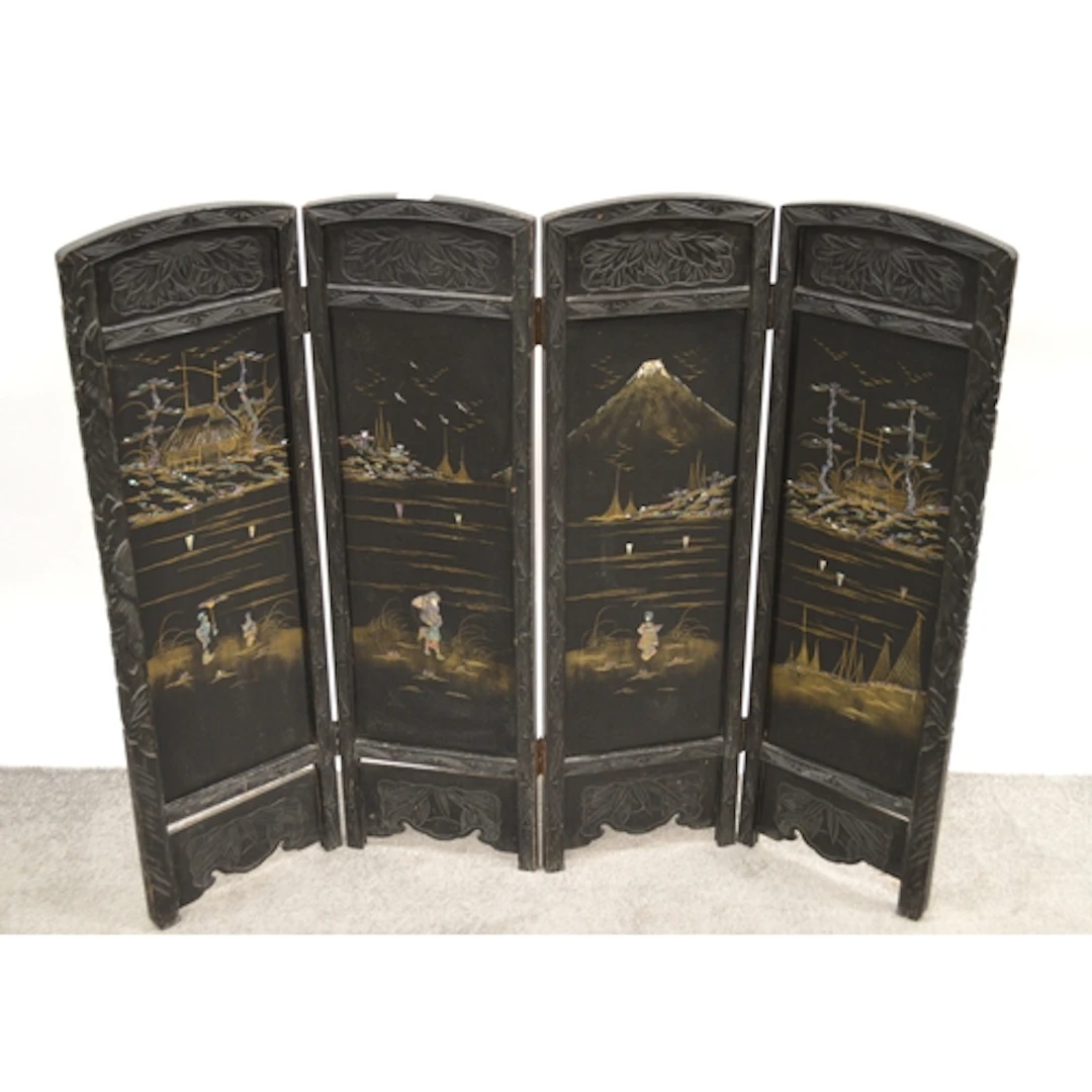 Late 19th Century Japanese black and lacquer mother of pearl...