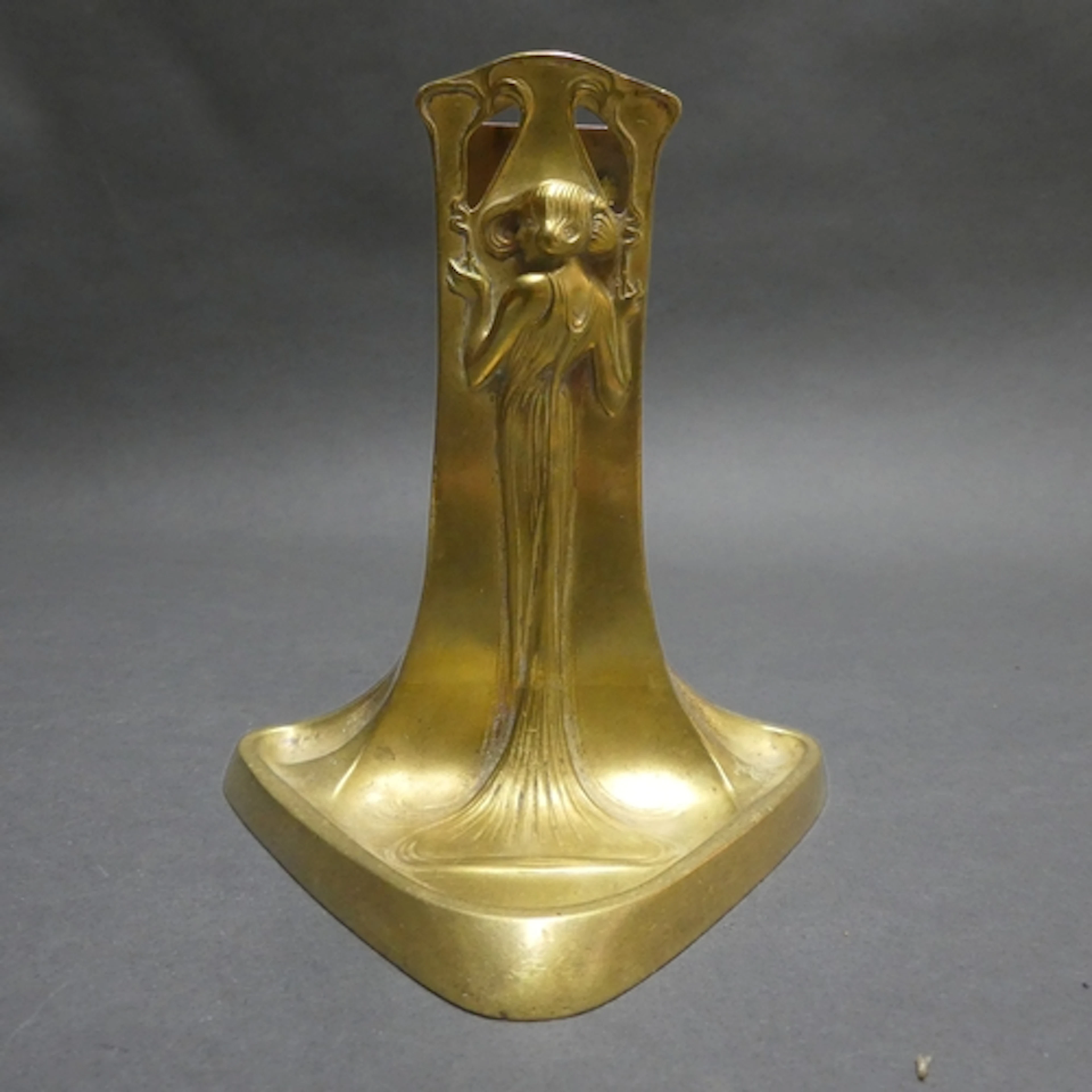 An Art Nouveau design gilt bronze matchbox holder, frontal A...