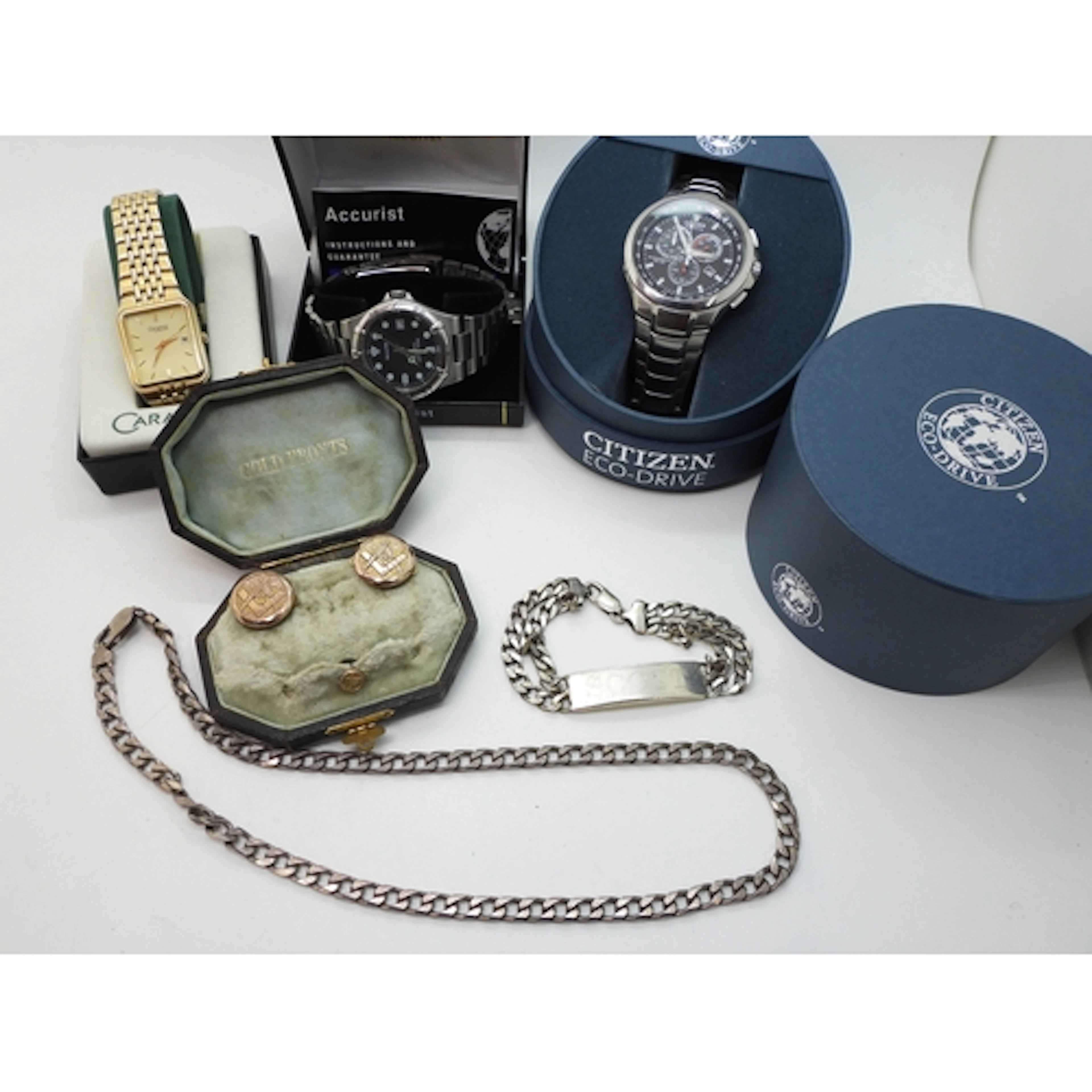 A Citizen Eco Drive WR100 Chronograph, an Accurist watch and...