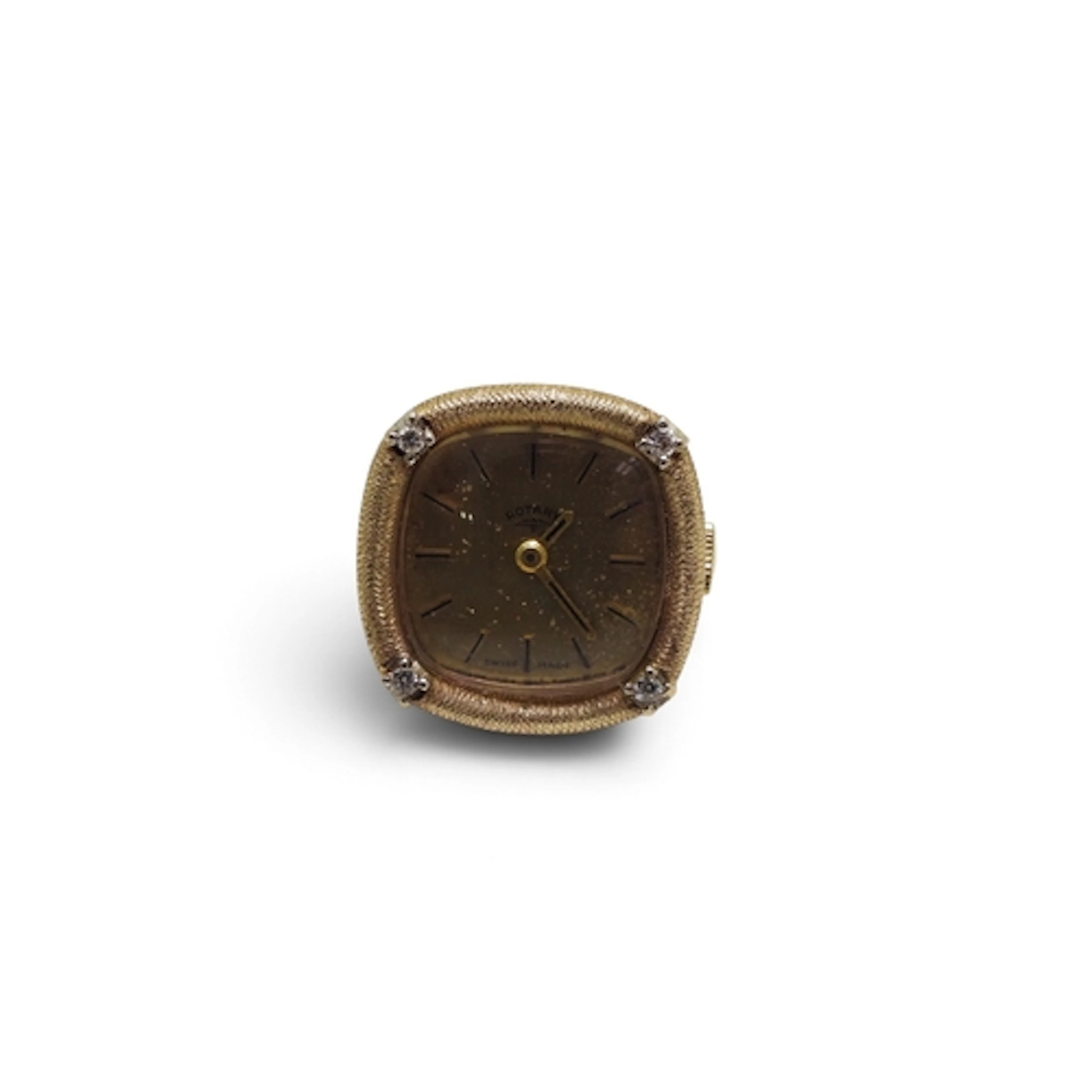 A 9ct gold Rotary watch head set with four diamonds, weight ...